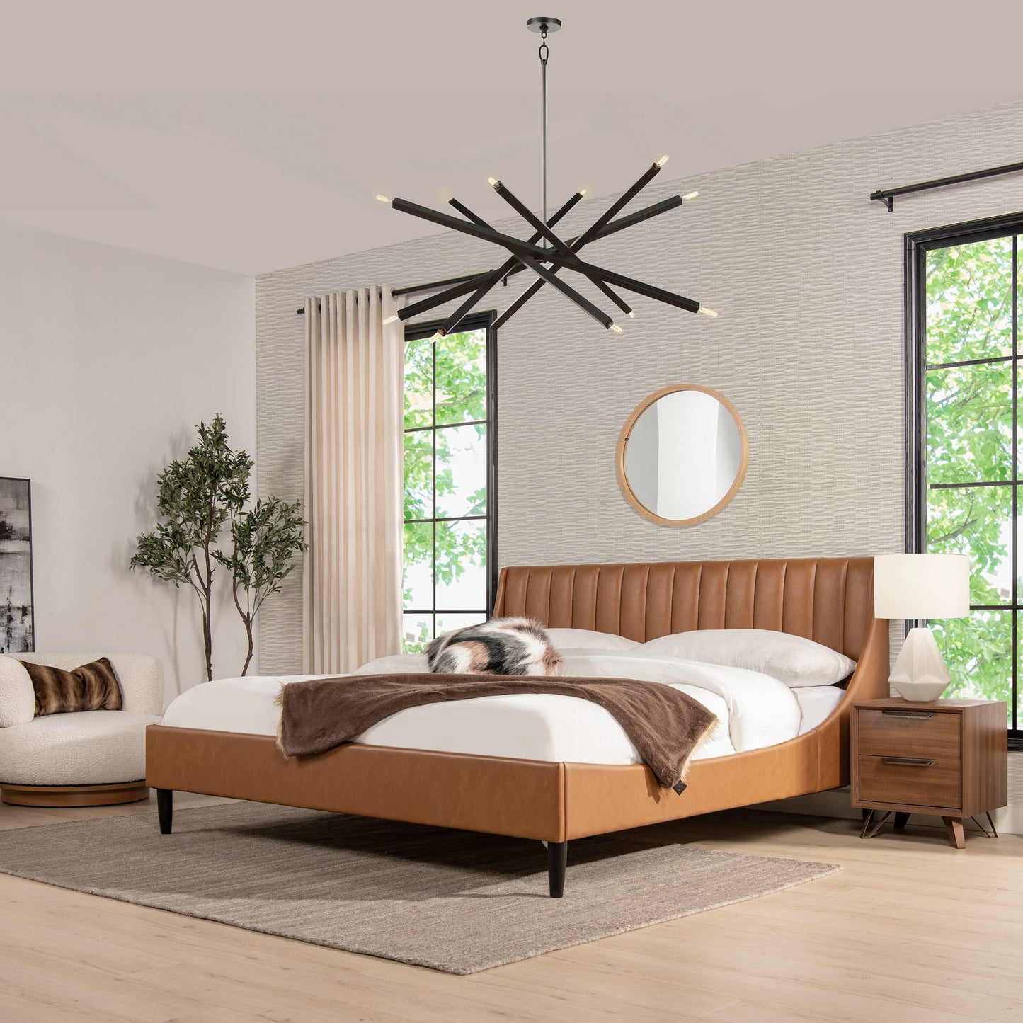 Sandy Wilson Home Marlowe Vertical Tufted Headboard Platform Bed Set