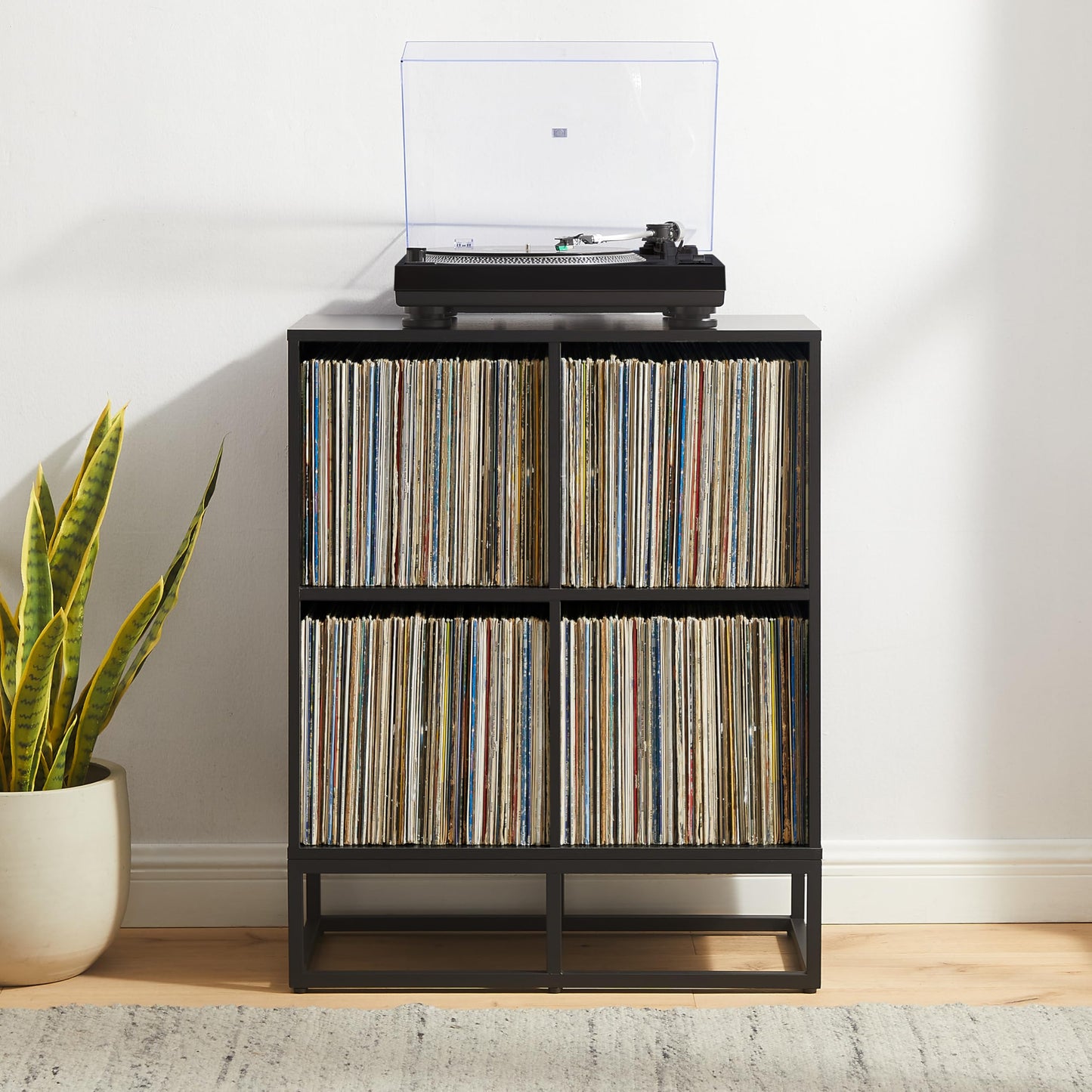 Crosley Furniture Enzo Record Storage Cube Bookcase, Vinyl Records Holder and Player Stand, Black