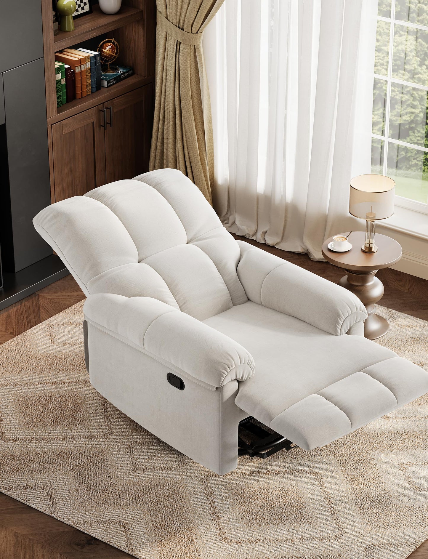 IDEALHOUSE Swivel Rocking Nursery Recliner Chair Rocker Recliner Glider Deep Seat PU Leather Sofa Chair with high Backrest for Nursery, Living Room, Bedroom & Home Movie Theater (Beige)