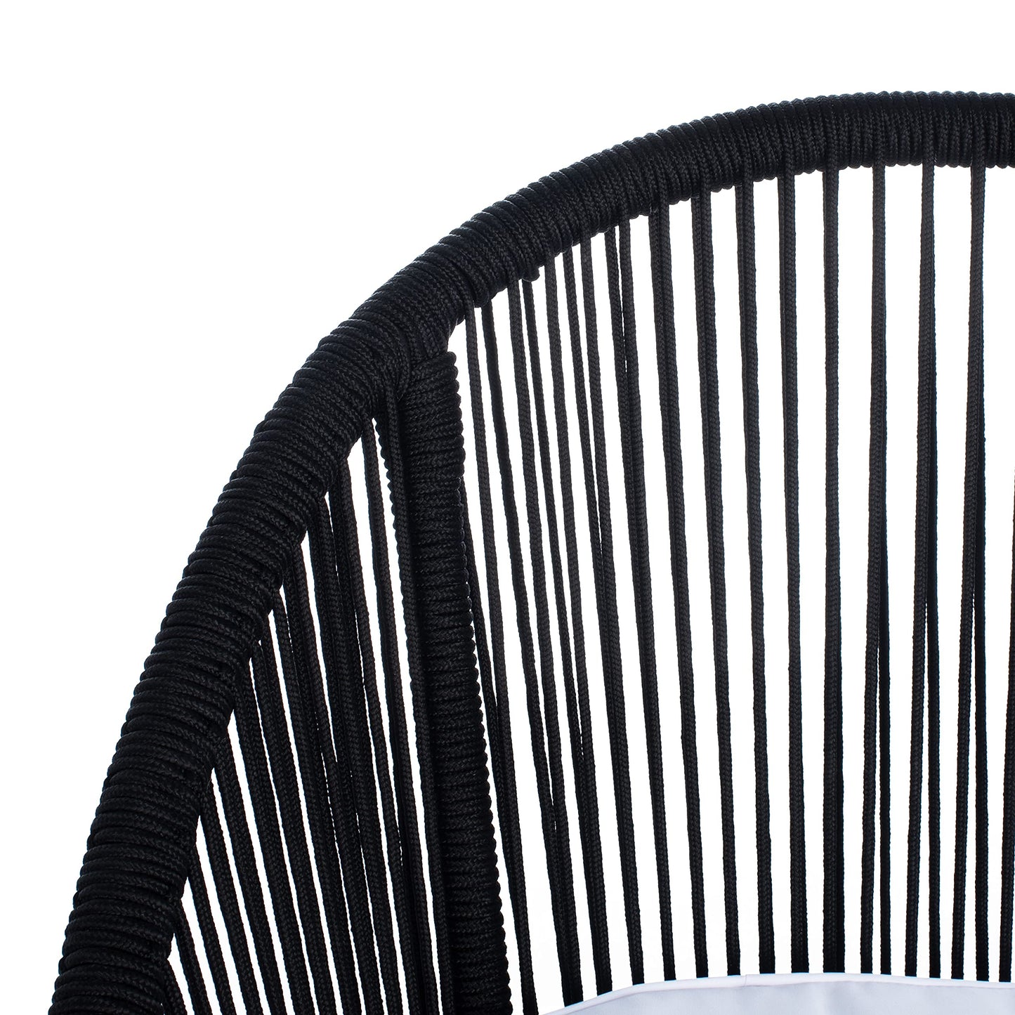 SAFAVIEH Outdoor Collection Halcott Black Rope/White Cushion 4-Piece Conversation Patio Set