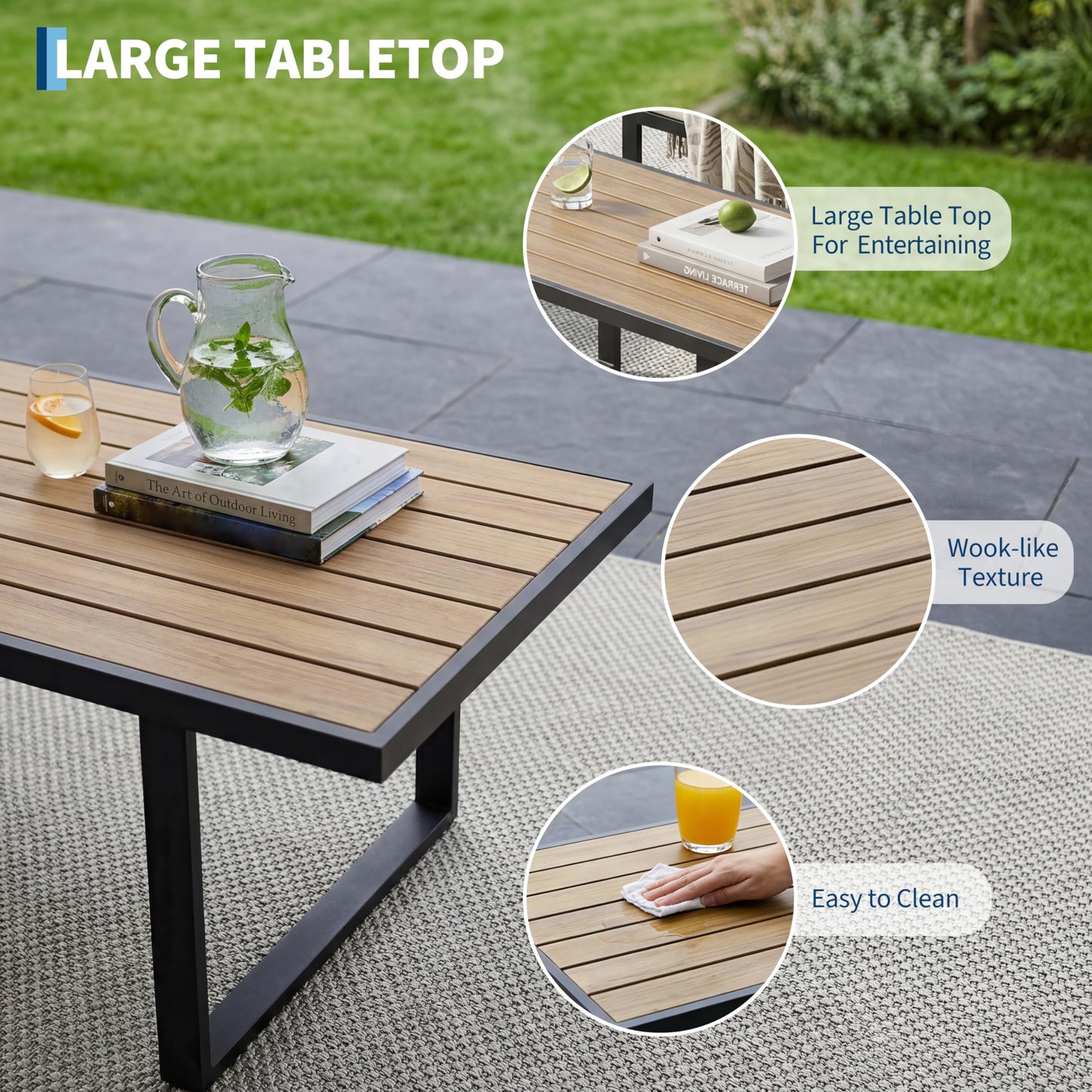 4-Piece Outdoor Patio Furniture Set, Conversation Sofa Set with Table, Metal Frame, All-Weather, UV Resistant & Waterproof Couch for Garden, Balcony, Backyard