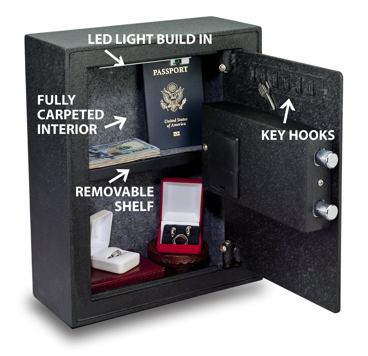 Viking Security Safe VS-12BL Heavy Duty Biometric Fingerprint Wall Pistol Gun Safe
