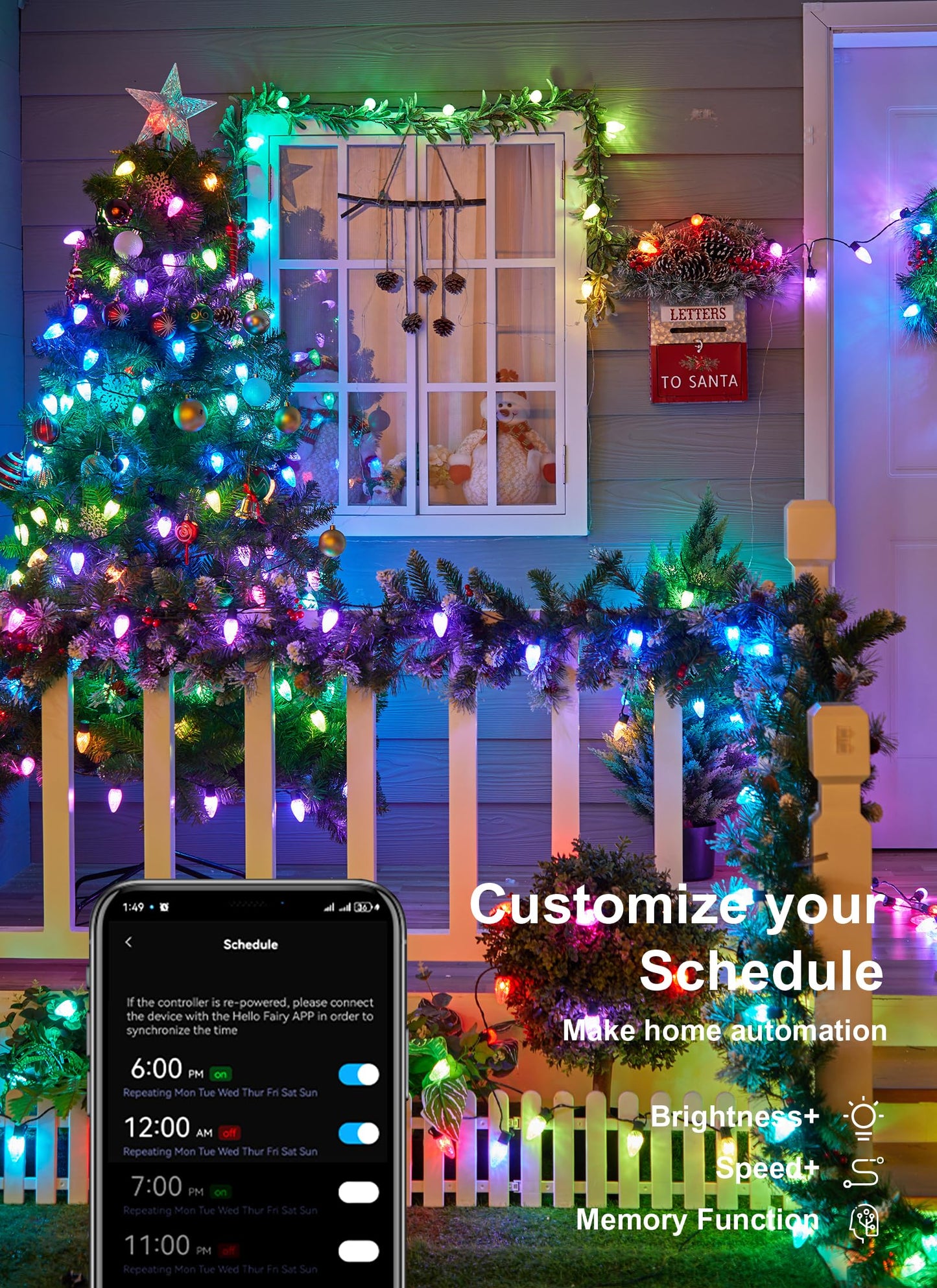 Minetom C9 LED Christmas Lights, 100 RGB Smart Lights, 66 Ft Waterproof String Lights for Indoor/Outdoor Decor, Model BMSL18