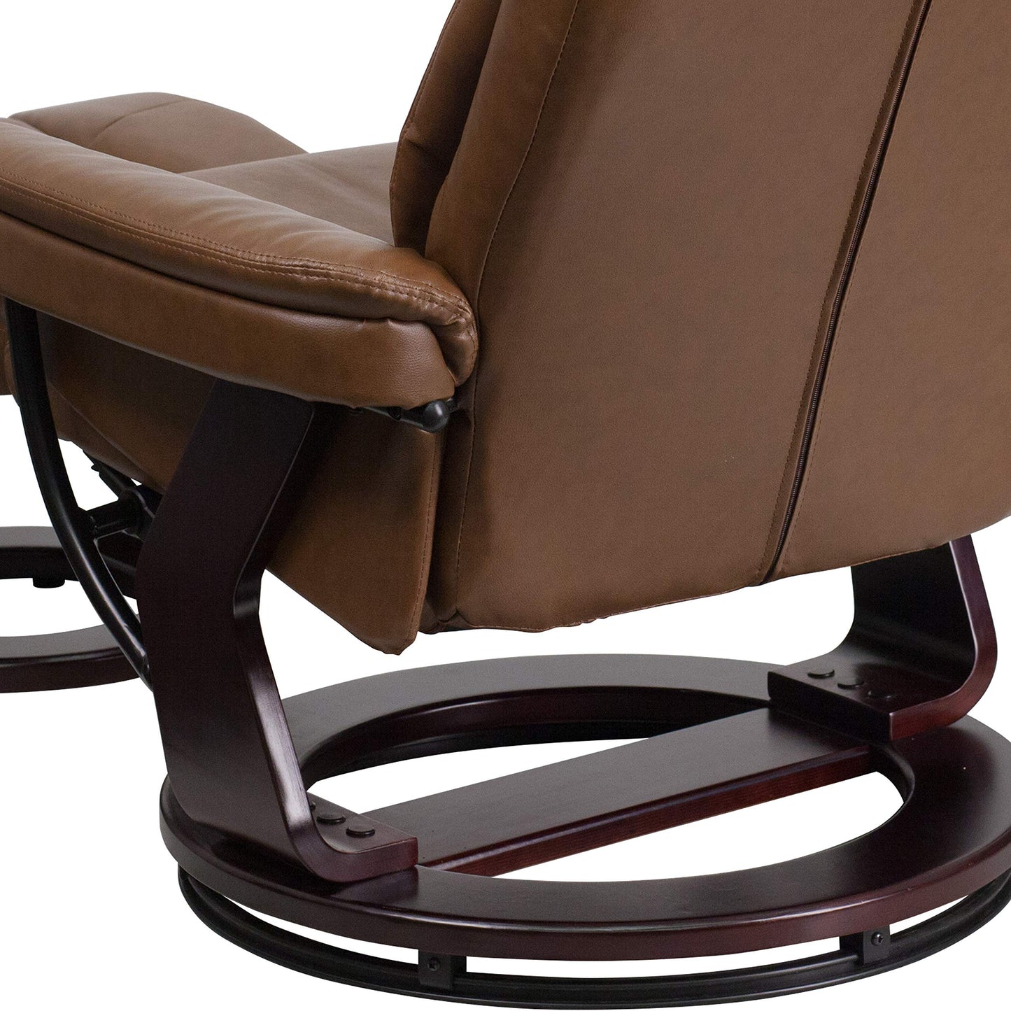 Flash Furniture Allie LeatherSoft Upholstered Recliner with Footrest, Arms, and Headrest, Padded Swivel Recliner Chair and Ottoman Set, Palimino
