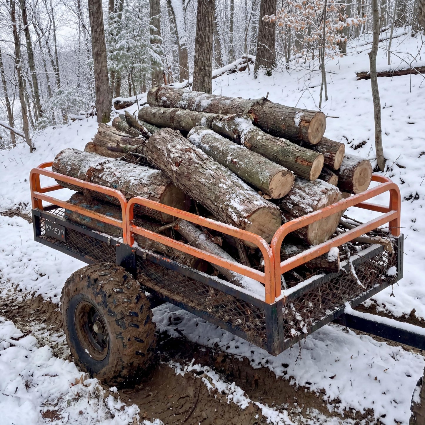 Impact IMPLEMENTS® 1500lb ATV/UTV/Tractor Trailer with Solid Steel Floor, Aggressive Tires, & Pivoting Tongue. Great for Agricultural Use & Land Management. Designed in Trademarked in The USA!