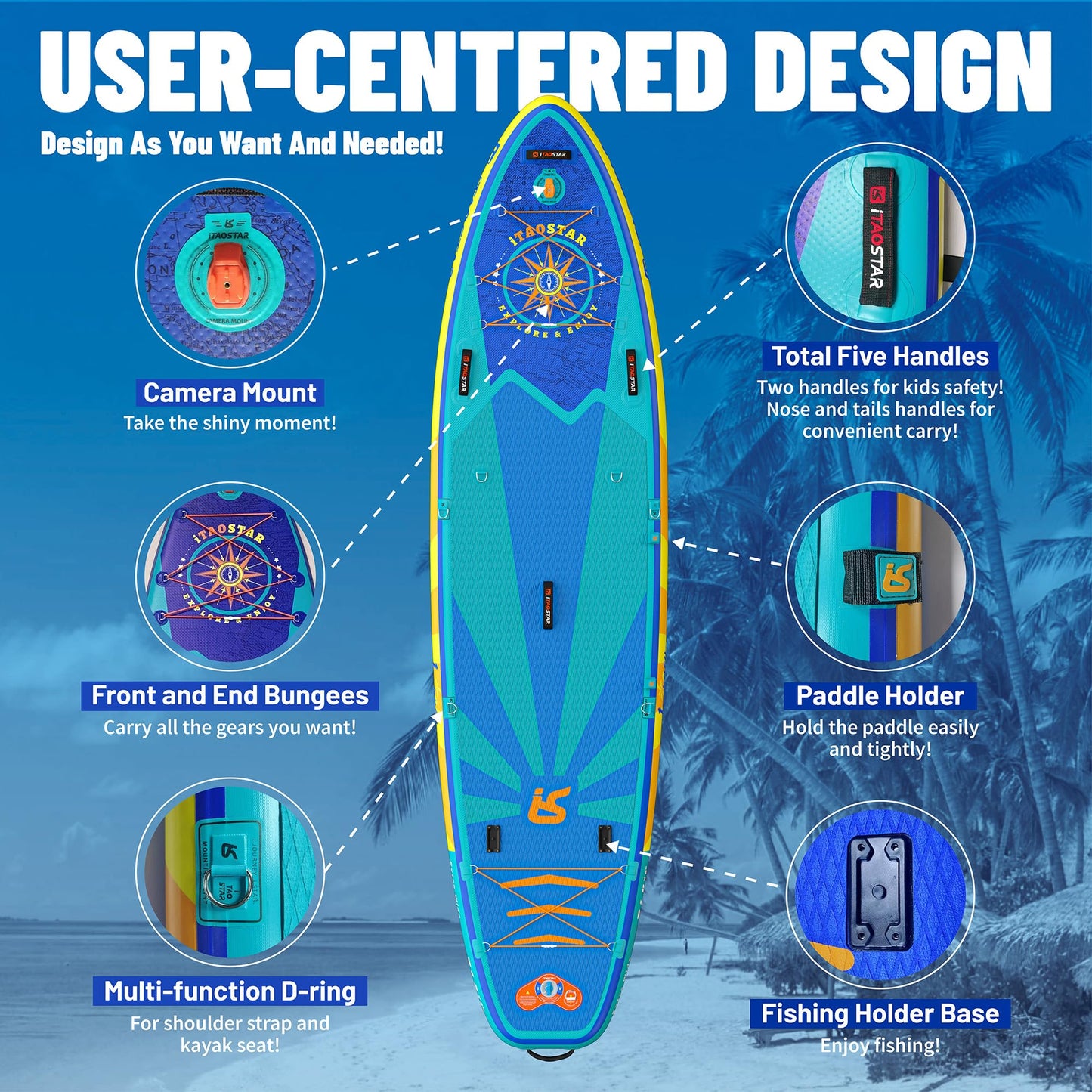 iTAOSTAR J02AP 34" Extra Wide Paddle Board for Better Balance, Inflatable Stand Up Paddle Board with Premium SUP Accessories, Inflatable Paddle Boards for Adults/Youth of All Skill Levels