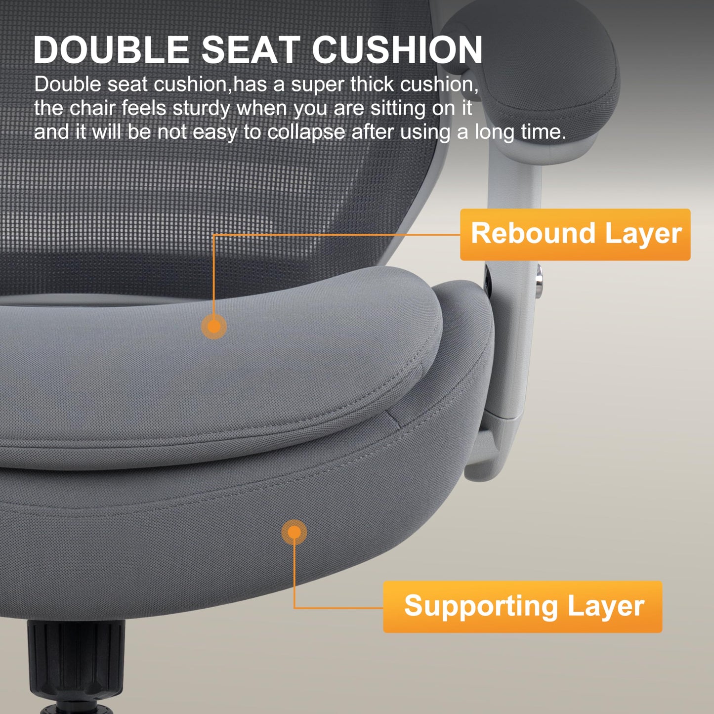 WITTLONG 400lbs Office Drafting Chair Wide Dual Seat Cushion Height Adjustable Armrest for High Standing Desk with Lumbar Support and Enlarged Adjustable Footrest (Light Gray Frame Light Gray Fabric)