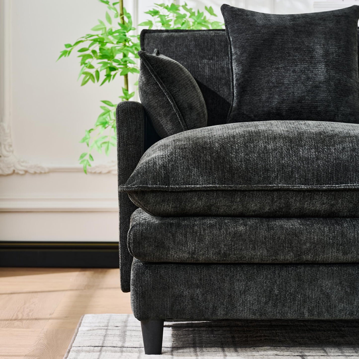 Eafurn 141" Oversized Modular Sectional Sofa with Movable Ottoman, 6 Seater Modern Chenille Reversible Sofa Set, Large Convertible U Shaped Couch for Living Room Apartment