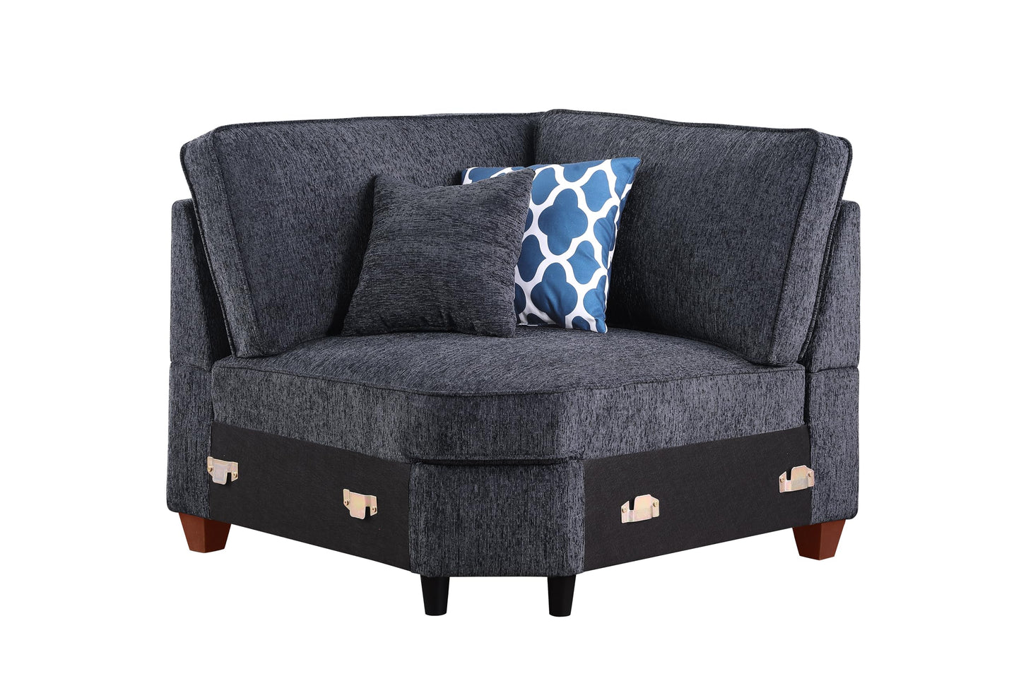 Ball & Cast 116" L-Shaped Sectional Couch with Movable Ottoman & 6 Throw Pillow,7 Seat Chenille Upholstered Sectional Sofa W/Wide Armrest,DIY Combination,Comfy Sectionals Set for Living Room,Dark Gray