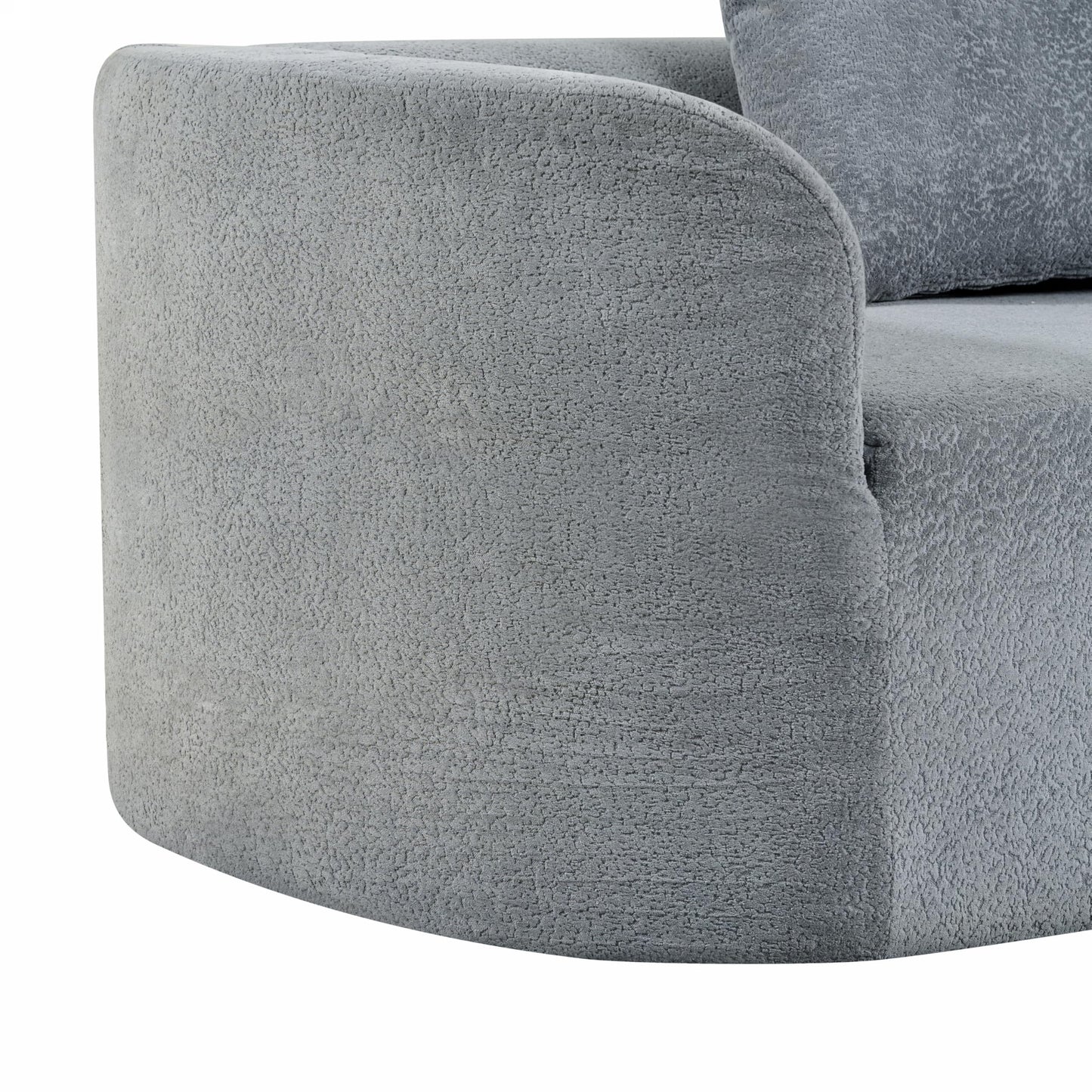 Merax 116" Curved Polyester Sectional Sofa, Modern Pearl Upholstery 3 Seat Cloud Couch with Chaise Lounge & 4 Pillows for Living Room, Light Gray
