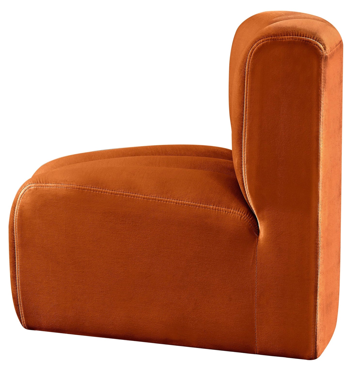 Meridian Furniture 103Cognac-CC Arc Collection Modern | Contemporary Curved Corner with Soft Cognac Velvet, Channel Tufting, Modular for Limitless Configurations, 33" W x 31" D x 30" H, Cognac