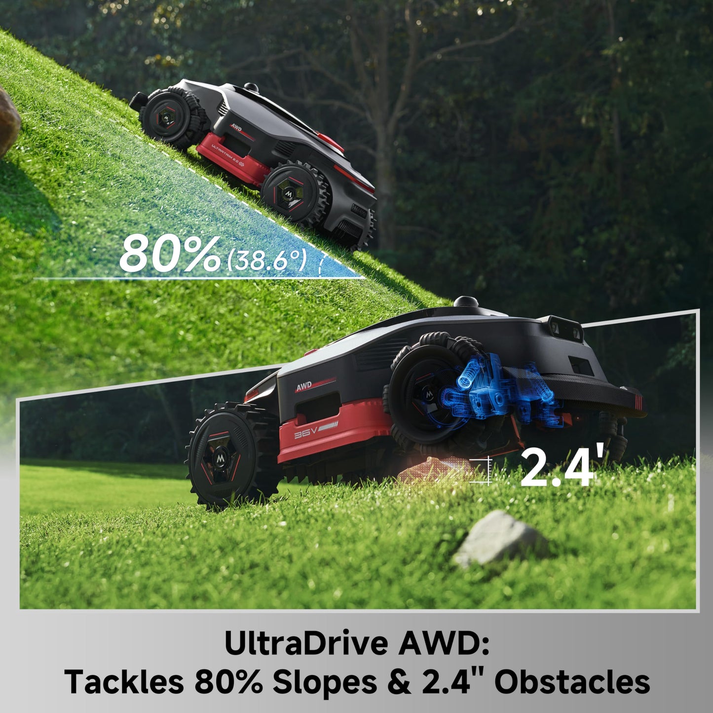 MOVA LiDAX Ultra 3000 AWD Robot Lawn Mower Wire Free RTK Free for up to 0.75 Acre*Dual Maps, 360° 3D LiDAR & AI Dual Vision Mapping, Robotic Mower with 4G, for 80% Slopes, Cutting Height 1.2”–3.9“