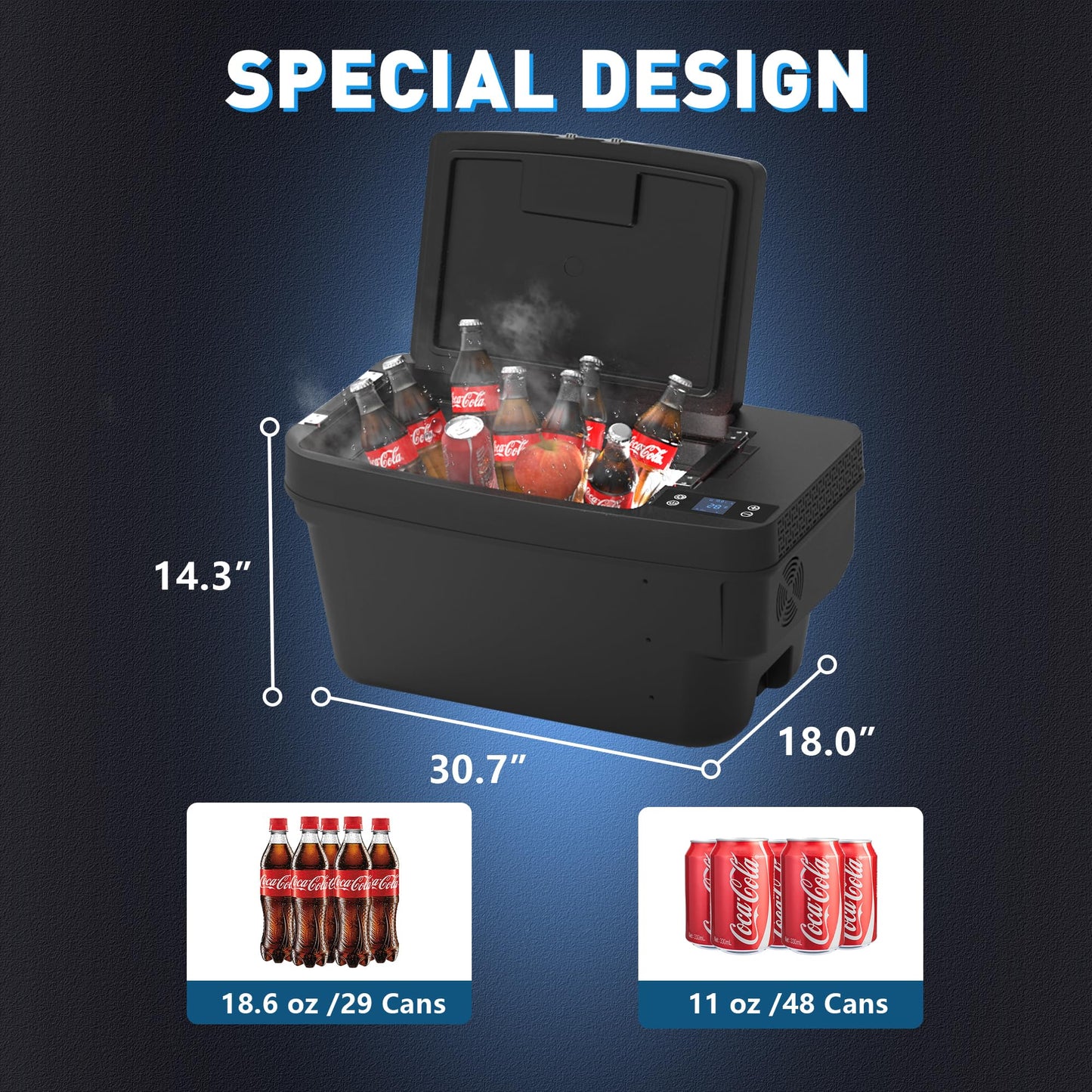 CHERY INDUSTRIAL.COM Tesla Cooler Car Refrigerator 12 Volt Tesla Fridge Model Y Portable 35QT(33L) Car Freezer App Control -4℉-50℉ Ultra Quiet for Travel Camping Road Trips