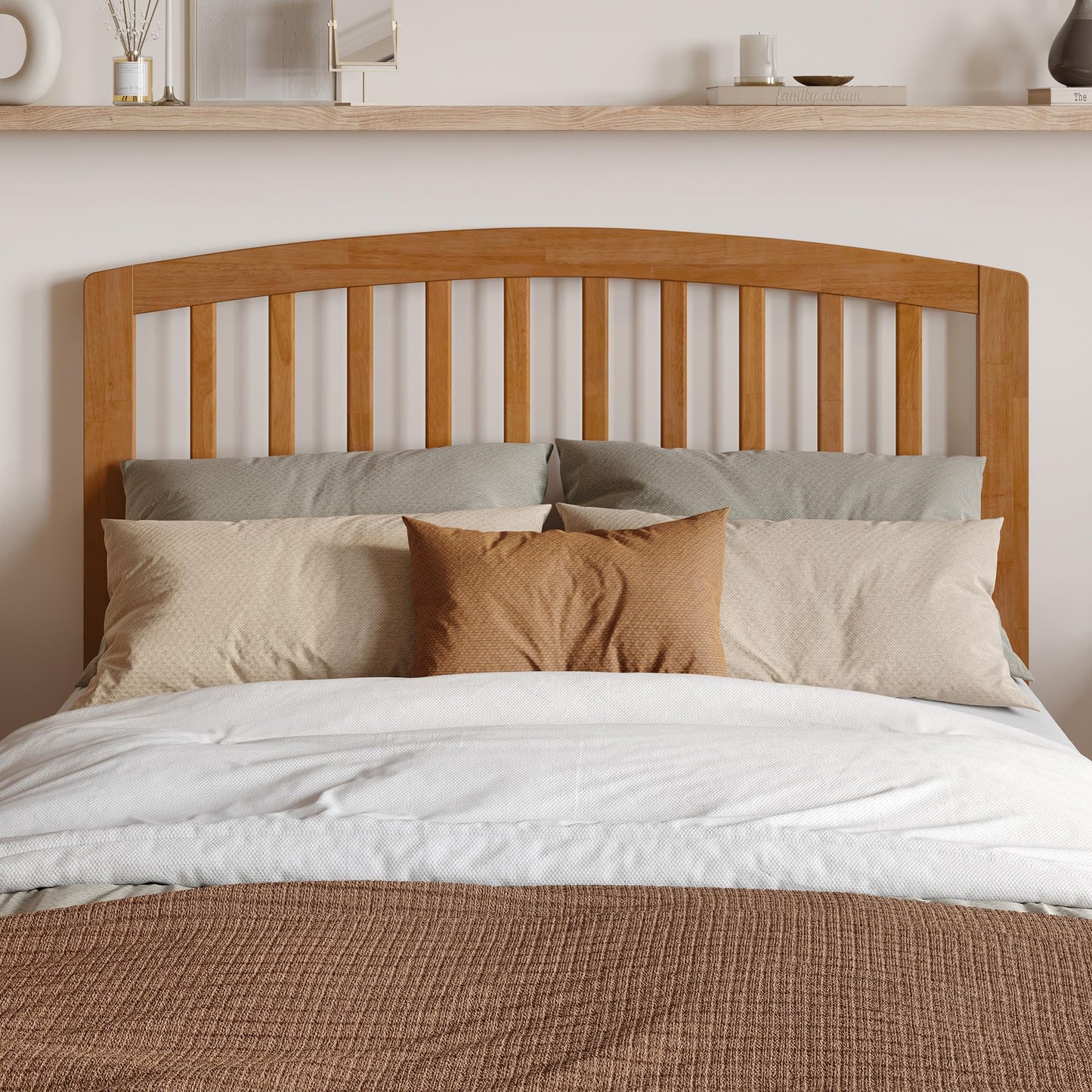 AFI, Lucia Full Platform Bed with Panel Footboard & Storage Drawers, Light Toffee
