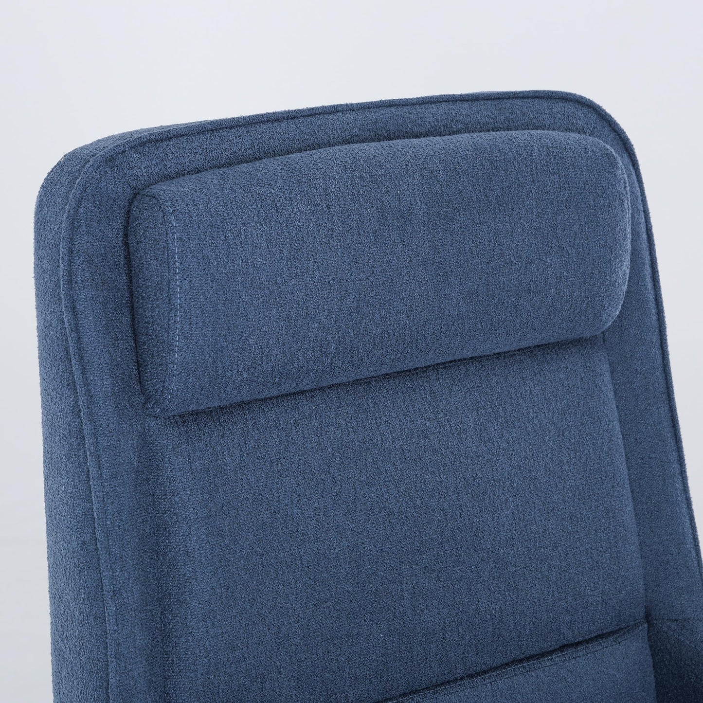 COLAMY Cocoon Modern Executive High Back Home Office Chair, Upholstered Desk Chair with Wheels, Vanity Chair with Head and Lumbar Support, Armrest (Blue)