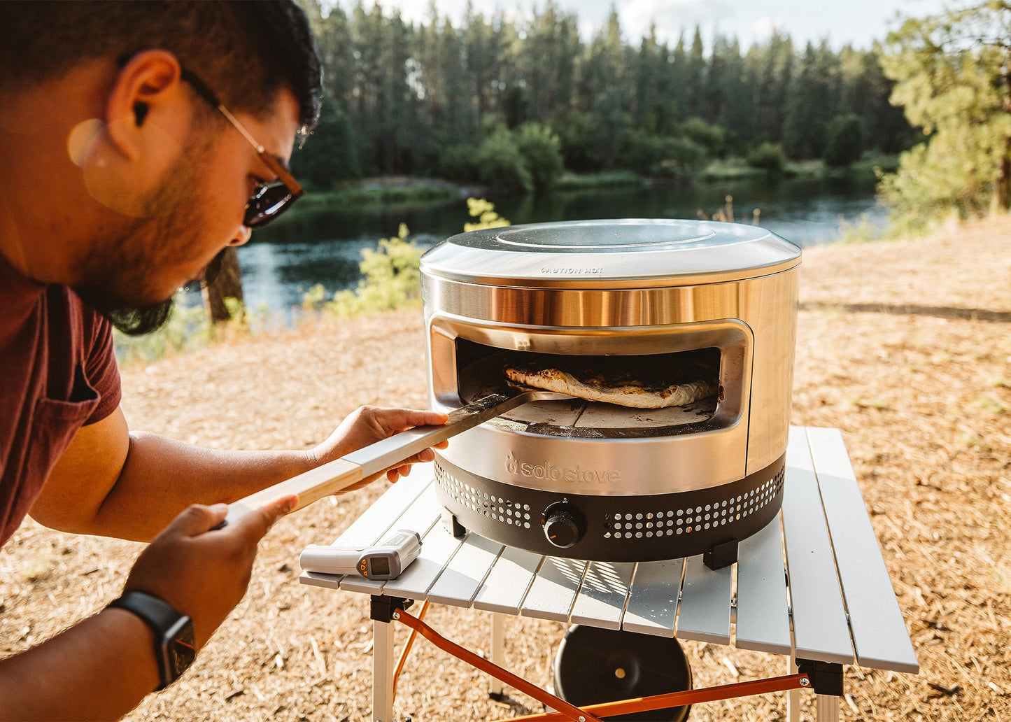Solo Stove Pi Prime Pizza Oven Outdoor - Gas,Propane - Portable Pizza Oven with Cordierite Stone Cooking Surface - Demi-Dome Design - Wide-Mouthed Opening - Stainless Steel