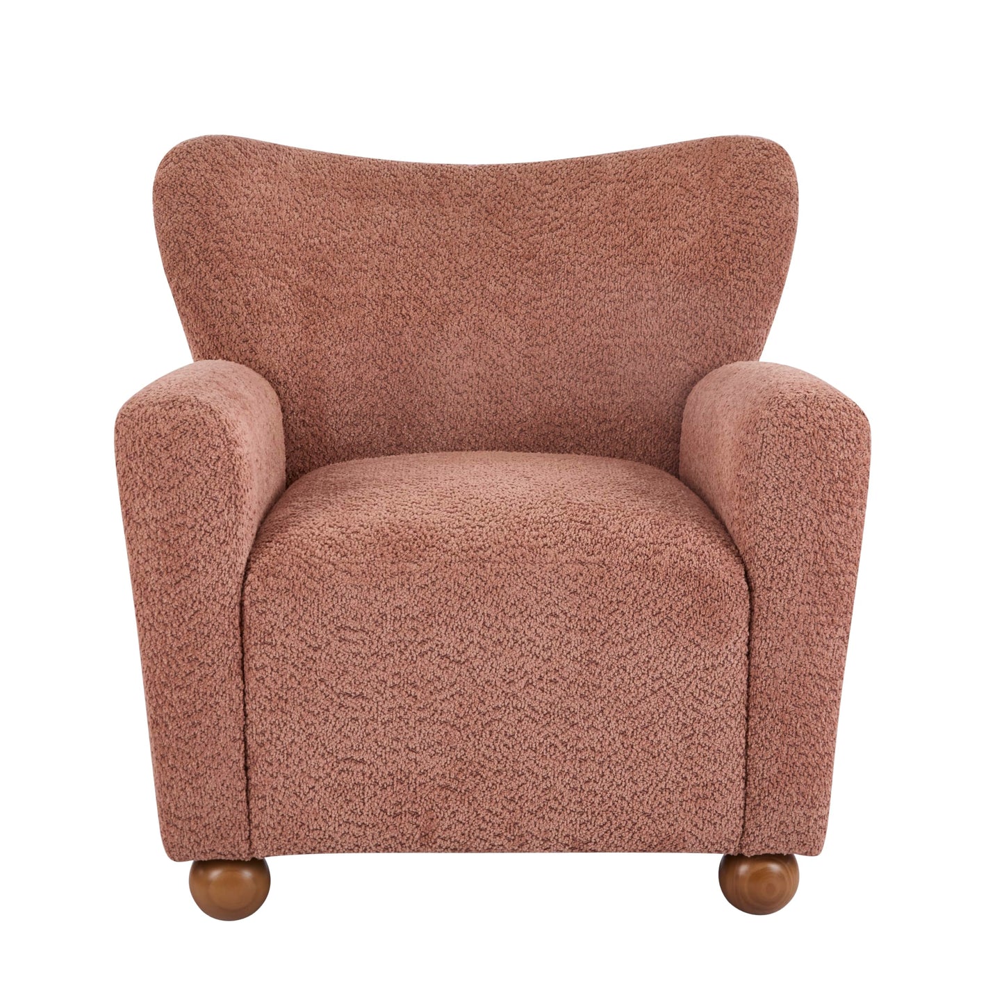 Christopher Knight Home Lindy Wingback Accent Chair, Upholstered Armchair with Rounded Wooden Legs, Curved Backrest Single Sofa, Soft Cushion Seating, Comfy Lounge Chair for Living Room, Dusty Coral