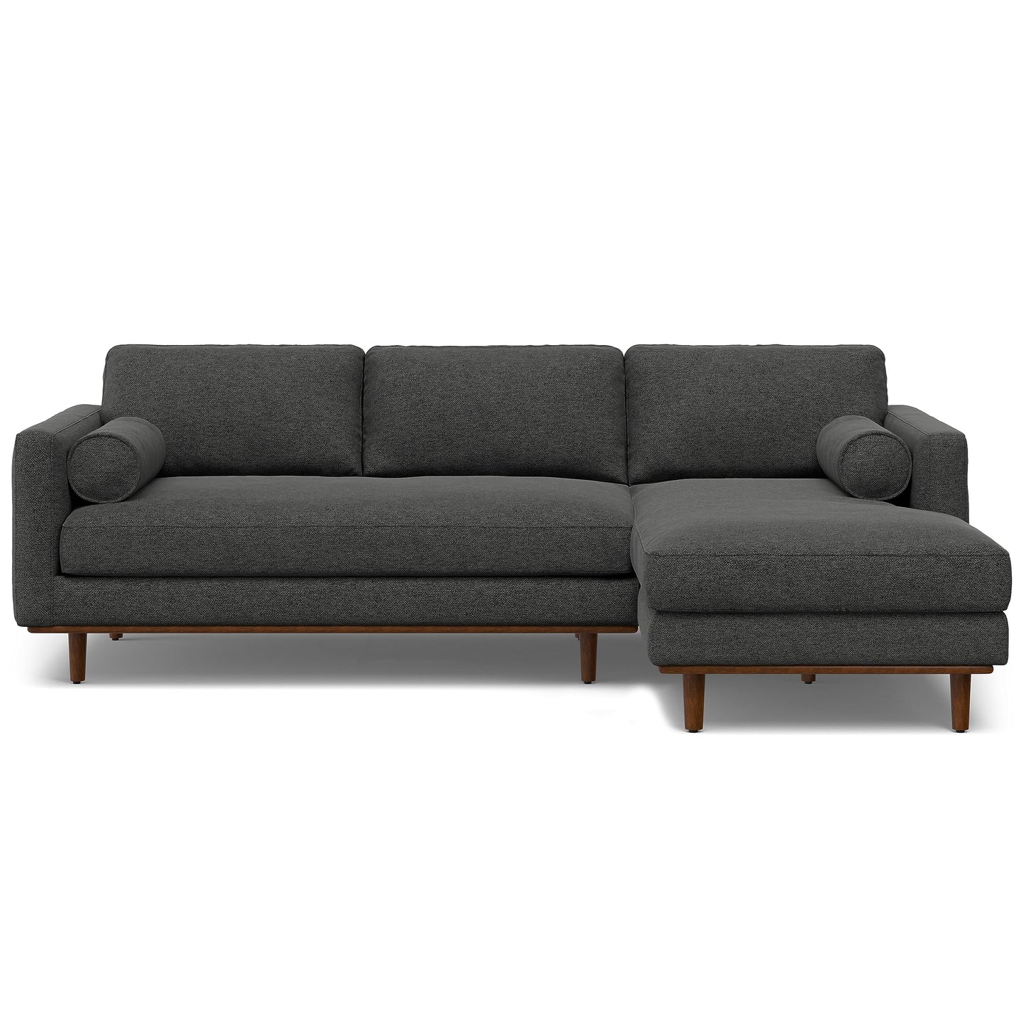 SIMPLIHOME Morrison Right Sectional Sofa in Woven-Blend Recycled Polyester Fabric, Charcoal Grey, 102-inches Wide, L-Shaped Couch with Right Chaise for the Living Room and Family Room