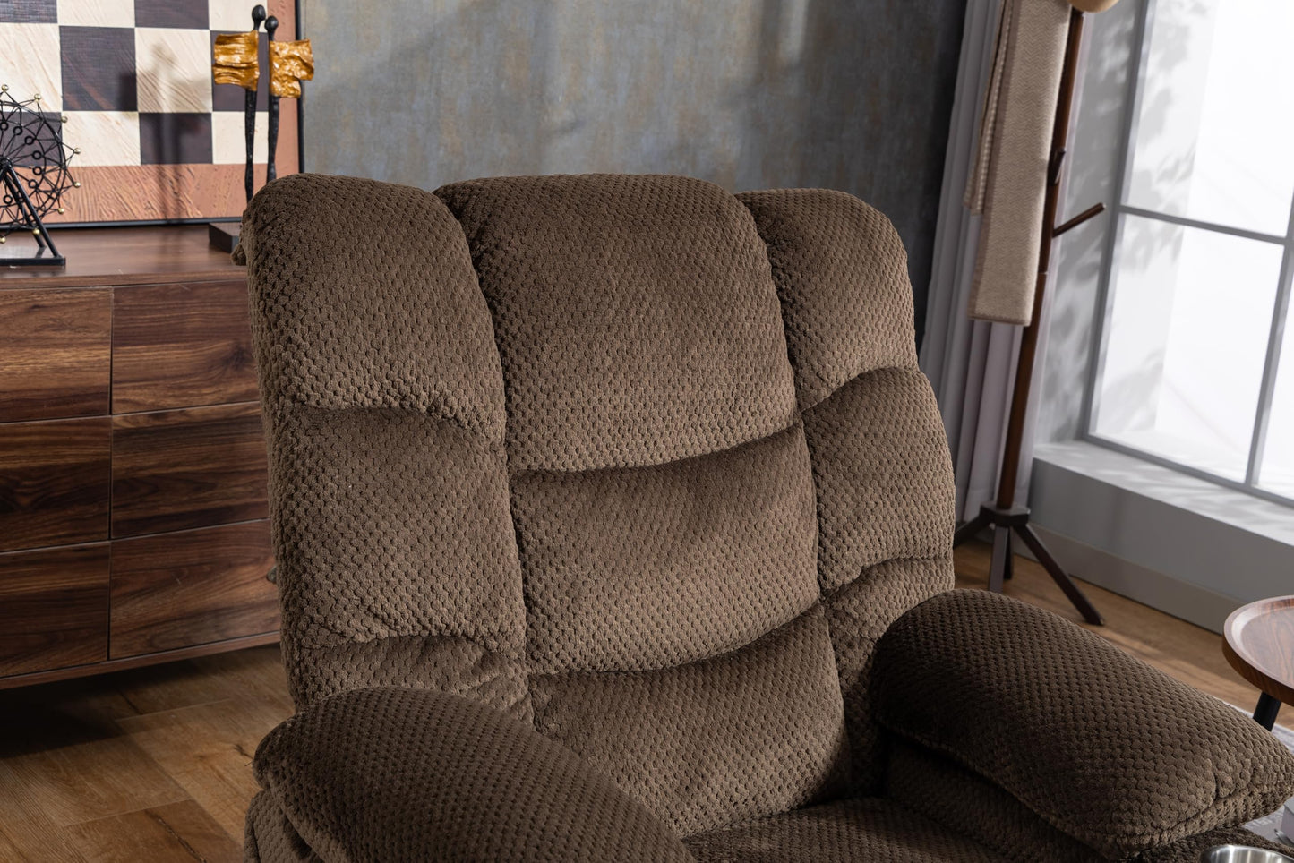 ERYE Electric Lift Recliner Chair Infinite Position Power Reclining Armchair with Massage Heat, Velvet Tufted Upholstered Recliner Armchair W/2 Remote Controls and Cupholders