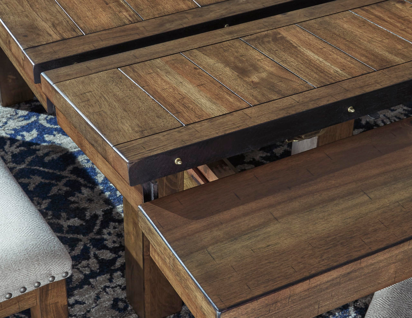 Signature Design by Ashley Moriville Rectangular Dining Extension Table, 2 Extension Leaves, Seats 8, 36" W x 86" D x 30.13" H, Wood & Acacia Veneer, Brown