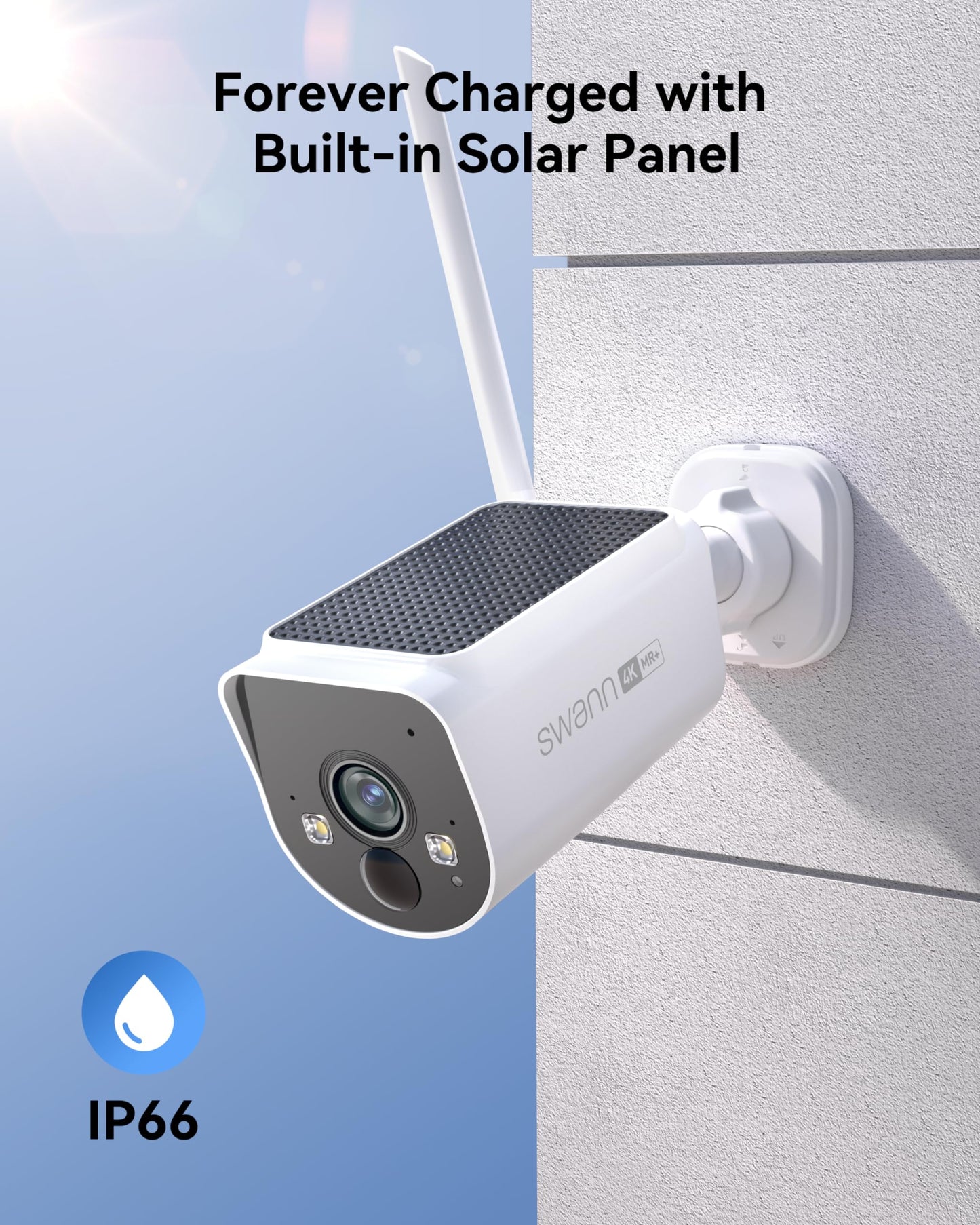 Swann MaxRanger4K™ Solar Wireless Security Camera System, 2-Pack 4K Cameras, Longest Range Wi-Fi HaLow™ up to 2000ft, Built-in Solar Panels, Local Storage, No Monthly Fees
