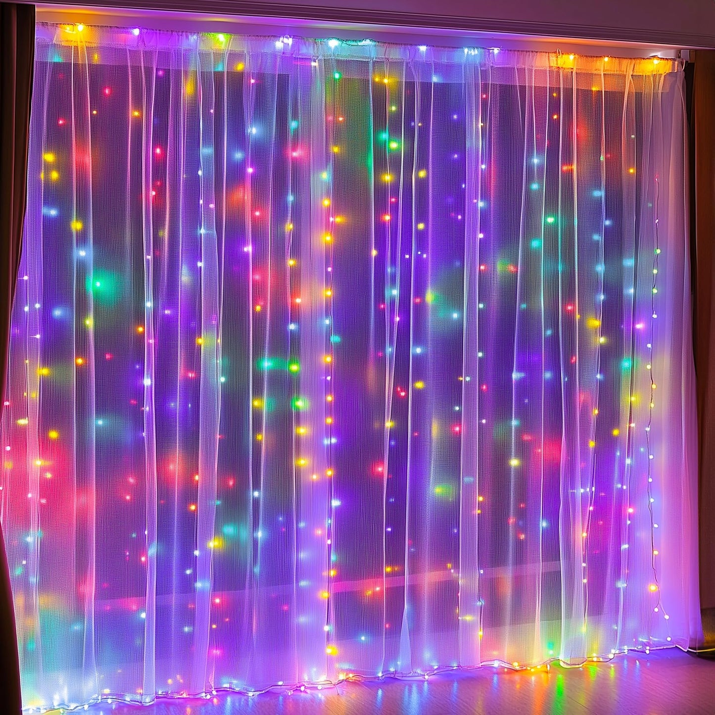 Dazzle Bright 300 LED Curtain String Lights, Connectable Waterproof, 8 Modes, Multicolor, Model CL-300CC