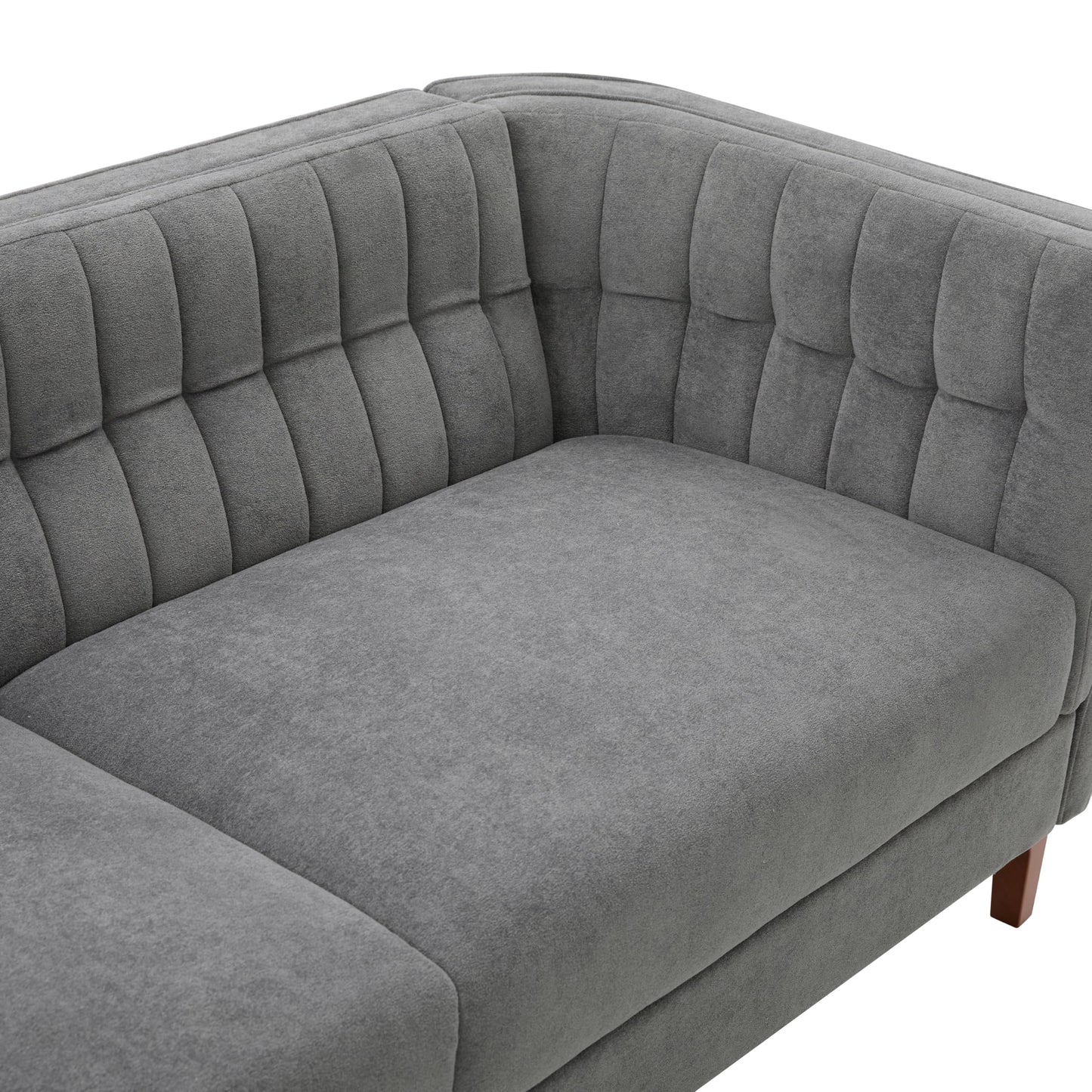 Merax Modern 76" 3-Seater Chenille Sofa with Channel Tufted Back, Curved Armrests, and Solid Birch Wood Legs – Plush Deep-Seat Couch for Living Room, Apartment, Grey