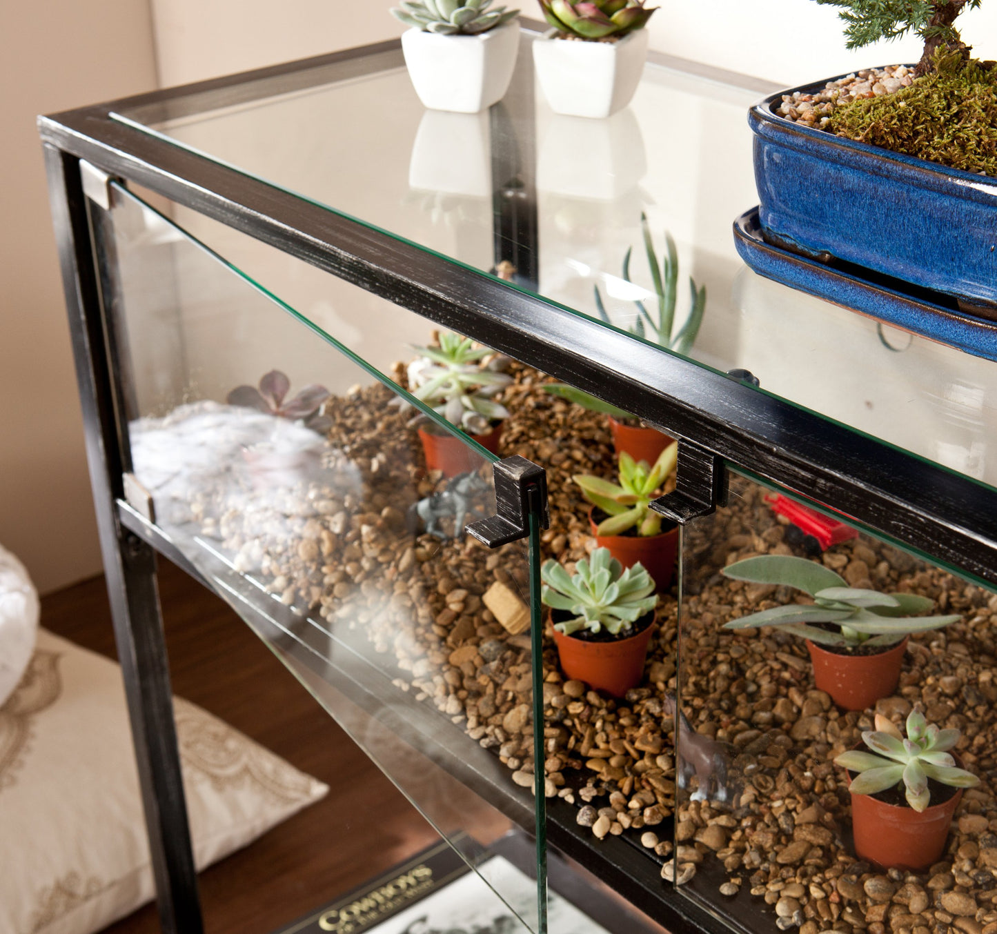 SEI Furniture - Terrarium Display Console - Transitional Design, Black Finish - Ideal for Entryway, Living Room (CK8863)
