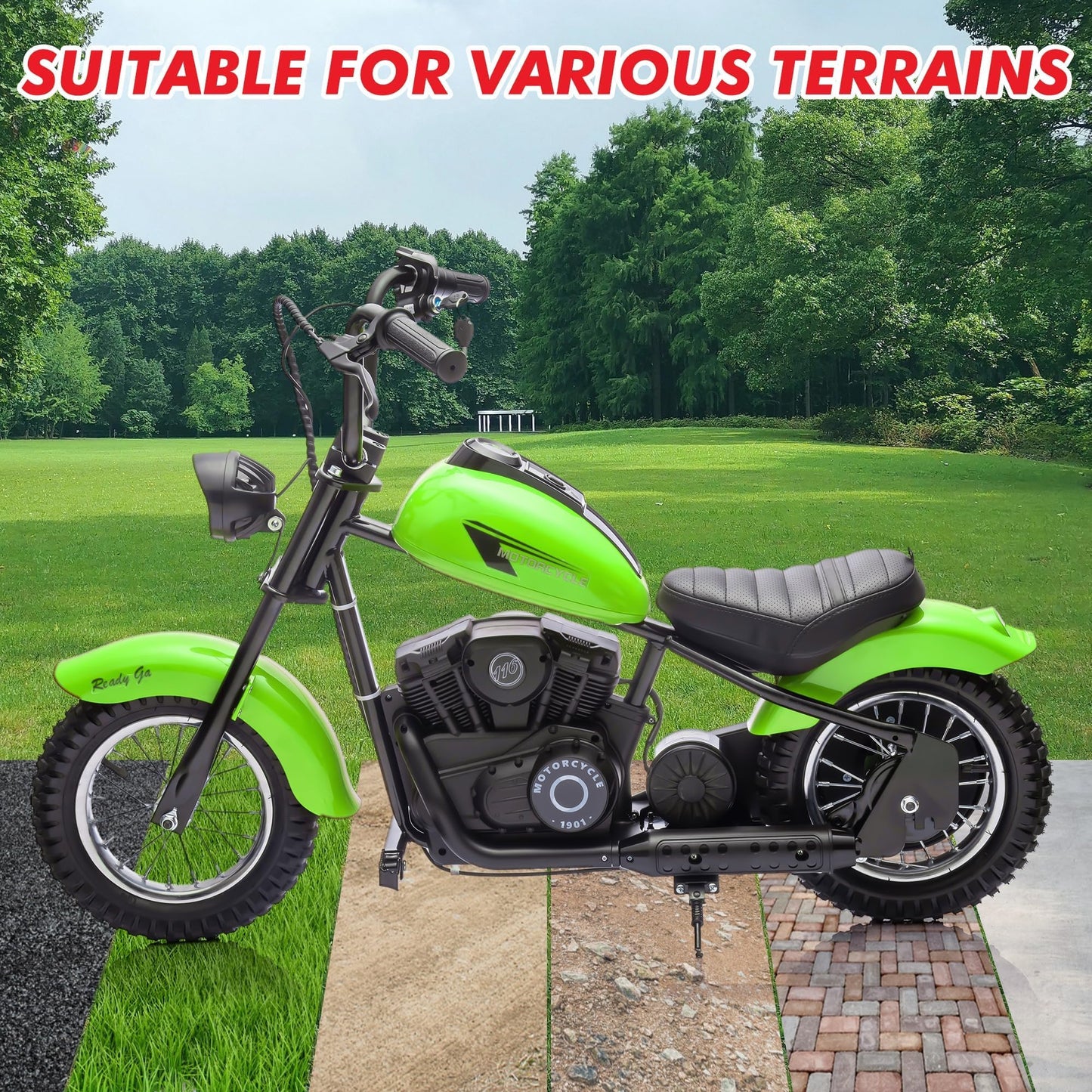 Electric Dirt Bike for Kids 24V, 150lb Max Weight & 15mph, Chain Driven Motor w/12'' Air Filled Tires, Handbrake & Shock Absorbers, LED Lights, Power Display Ride On Toy for Boys & Girls