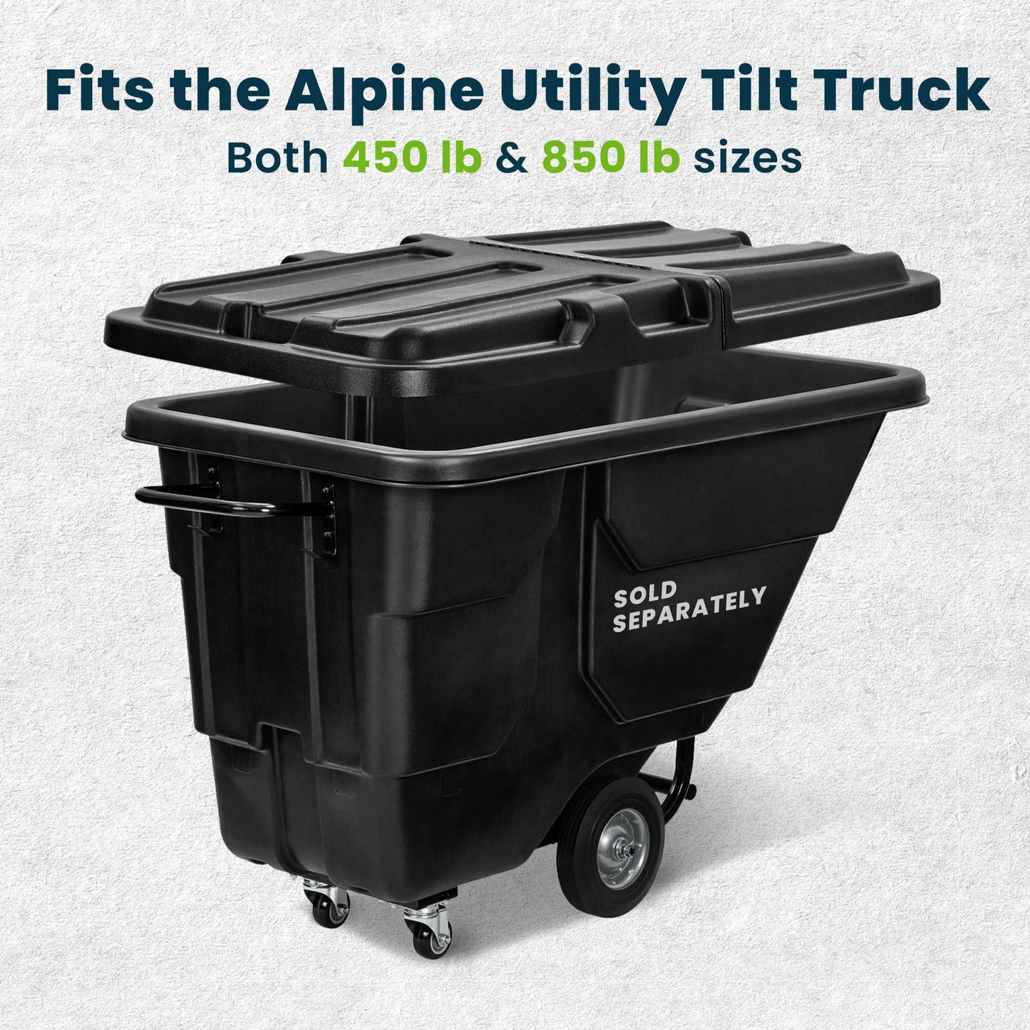 Alpine Tilt Truck Lid Cover – Fits 450 lb & 850 lb Utility Tilt Truck Trash Cart with Wheels