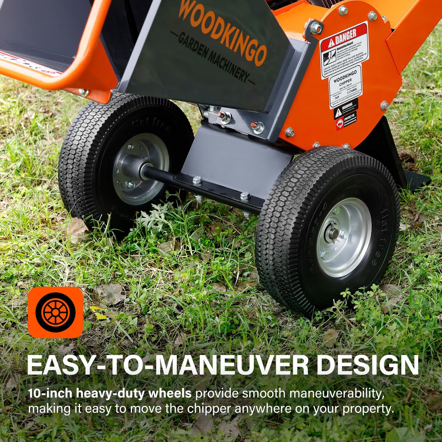 WOODKINGO Wood Chipper Shredder Mulcher Heavy Duty 7 HP Gas Powered Compact Rotor Assembly 3 Inch Max Capacity 212cc Gas Powered Engine 4-Stroke Fast Chipping Chopping for Forestry, Gardens (WK-01)