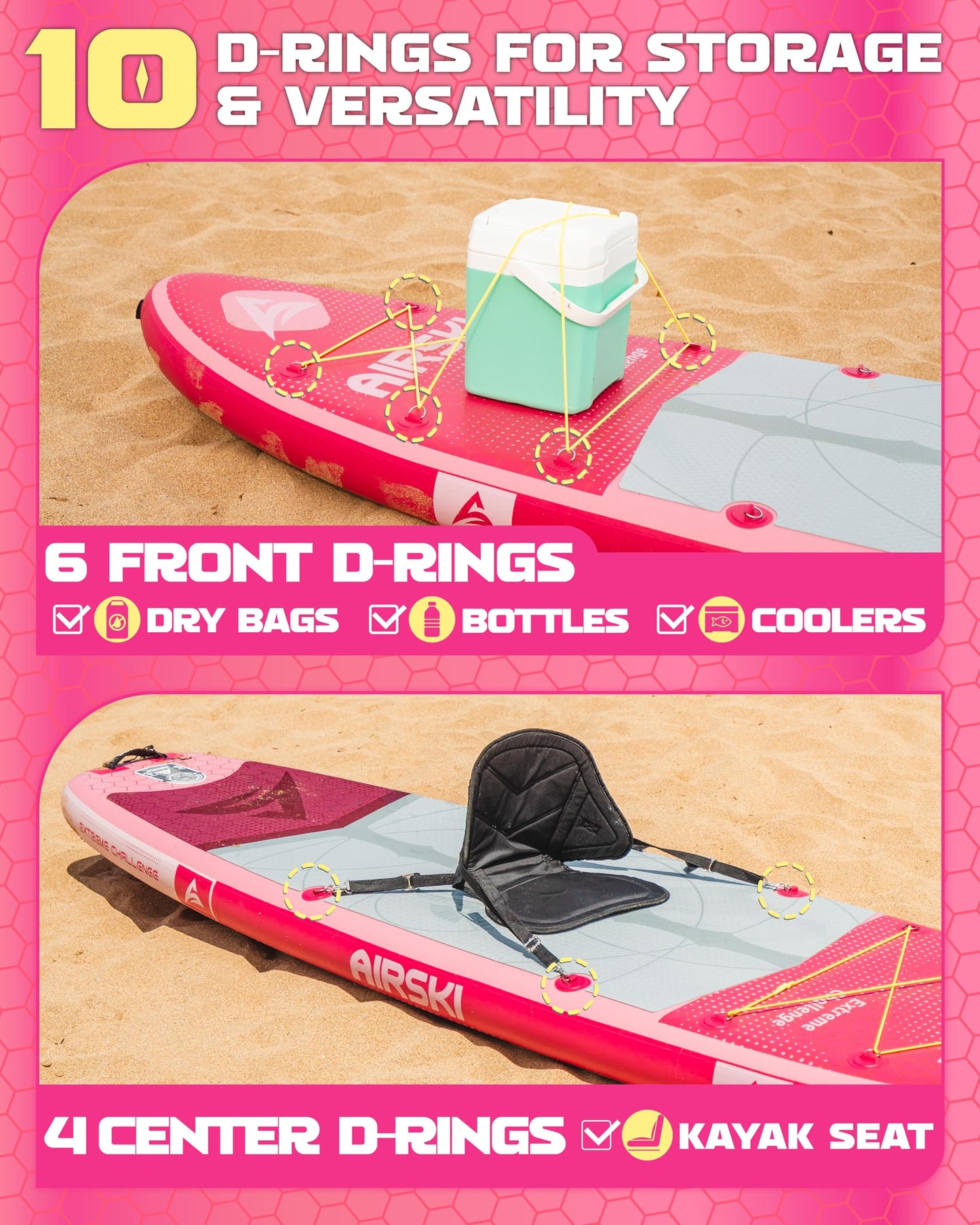 Airski 11'x34'' Extra Wide Inflatable Paddle Board, Stand-up Paddleboard for Adults, 420lb Capacity, Anti-Slip EVA, Stand-up Paddle Board for Yoga/Fishing/Family, US Fin, High-Pressure Pump, 100L Bag