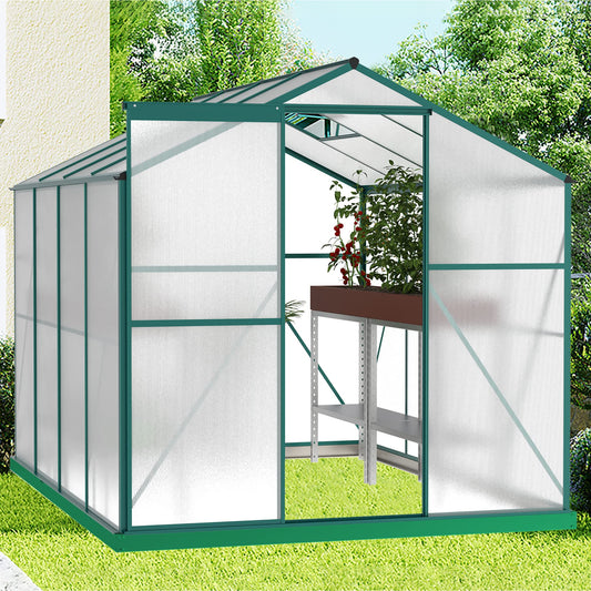 YOPTO 6x8 FT Greenhouses for Outdoor,Heavy Duty Polycarbonate Greenhouse, Walk-in Garden Green House with Base and Ventilation Window for Outside, Backyard,Green