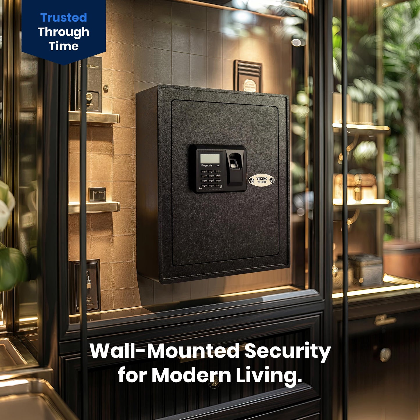 Viking Security Safe VS-12BL Heavy Duty Biometric Fingerprint Wall Pistol Gun Safe