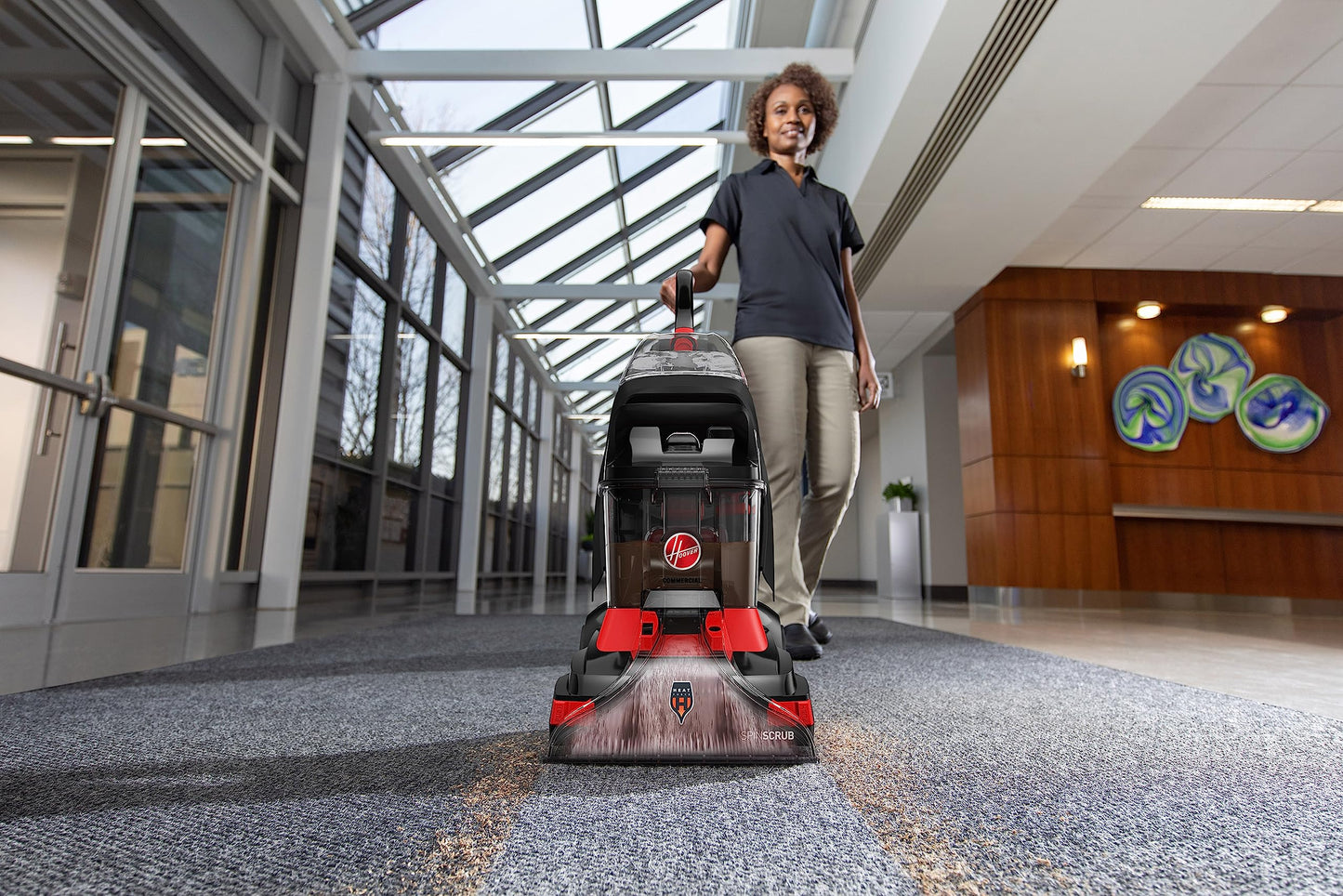 Hoover Commercial PowerScrub XL Spot Extractor, Carpet Cleaner Machine, Upright Shampooer, Commercial Grade Stain Remover, Powerful Deep Cleaner with Heated Drying, CH68000V, Black