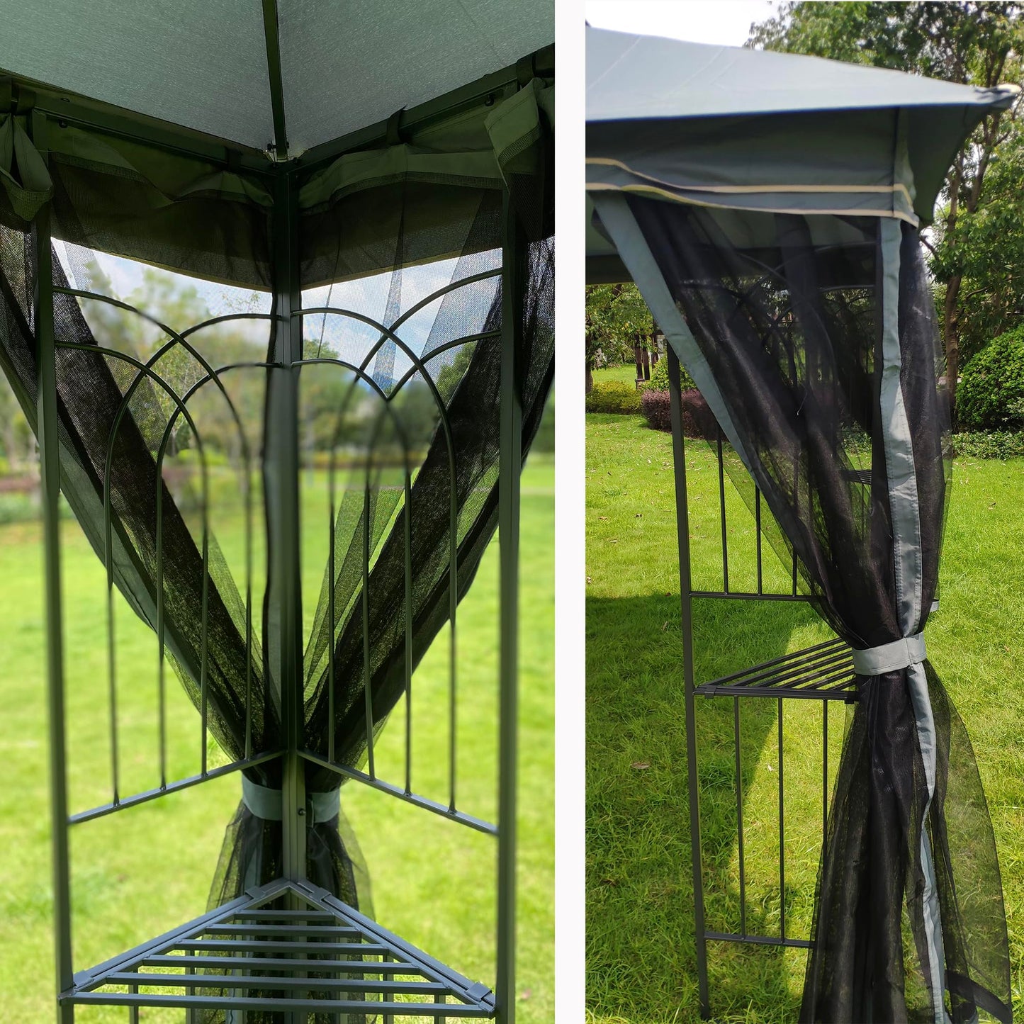 YOPTO 10x10 FT Patio Steel Gazebo,Canopy Tent wiht Ventilated Double Roof and Mosquito Net,(Detachable Mesh Screen On All Sides),Waterproof Garden Pergola for Backyard,Swimming Pool,Gray