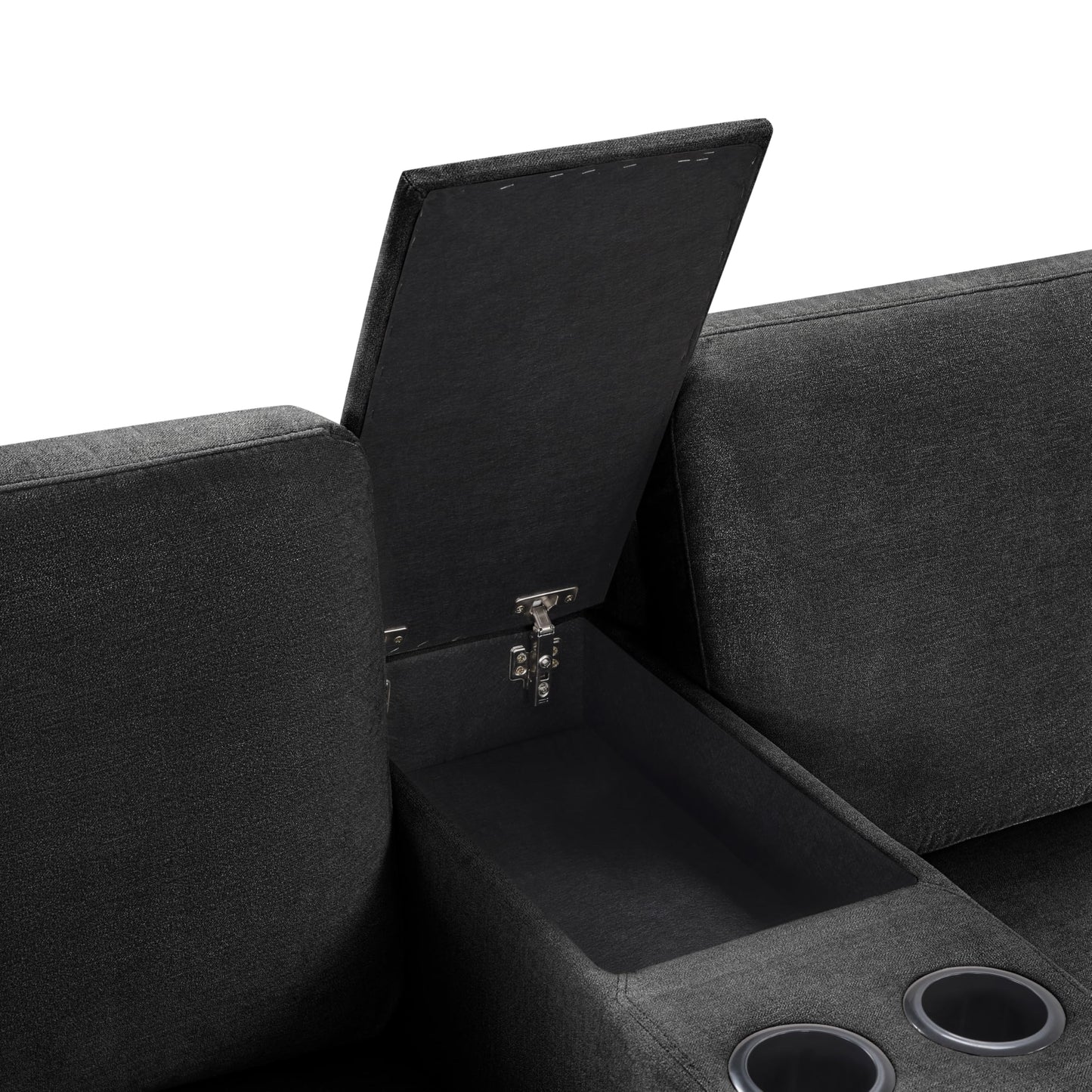 Merax Modern 134" Oversized Sectional Sofa with Piollows & Chaise Lounge, Chenille U‑Shaped Couch Set Sleeper Bed Built‑in Cup Holders, Storage Drawer for Living Room, Free Combination Black