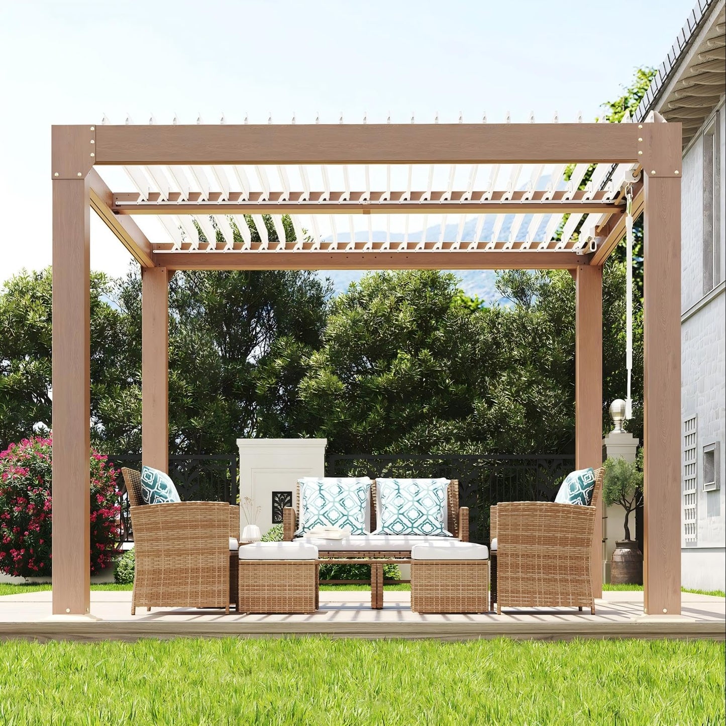Garvee Louvered Pergola - 10'x10' Outdoor Pergolas with Adjustable Louvered Roof, Reinforced Aluminum Frame, Integrated Drainage System, Outdoor Gazebo for Deck, Patio, Backyard and Garden