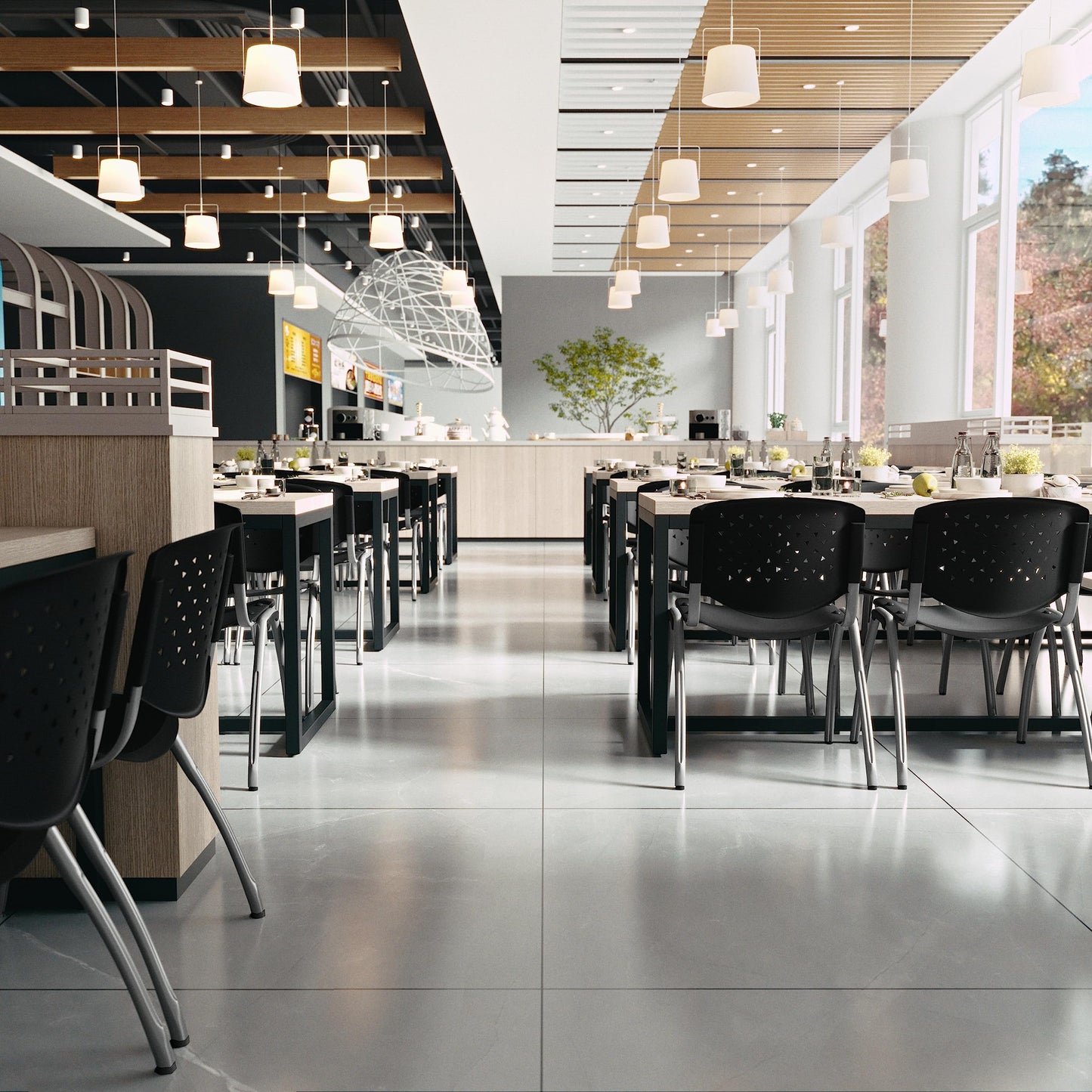 Flash Furniture Hercules Series Plastic Contoured Lobby Chairs with Perforated Backs, Ergonomic Stacking Chairs for Offices, Set of 5, Gray
