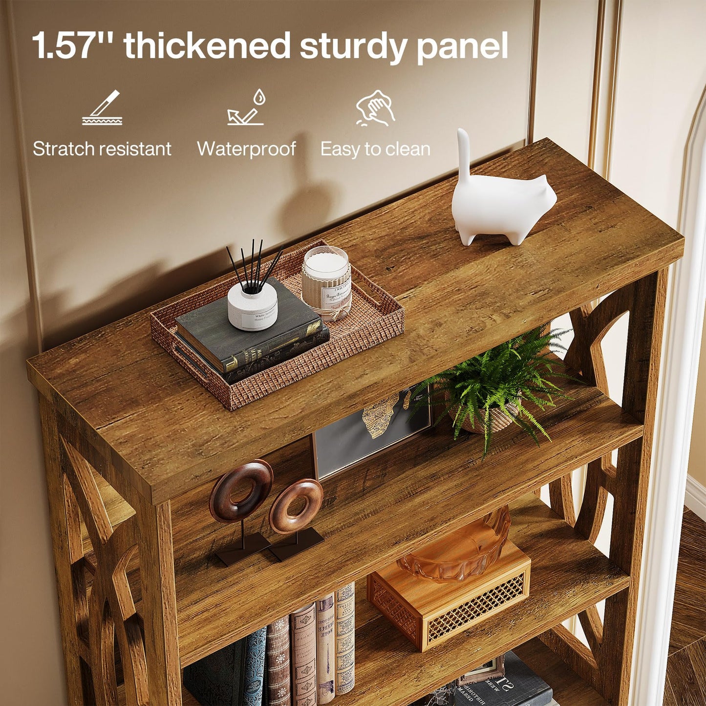 Tribesigns 6-Tier Bookshelf, 71 Inches Tall Freestanding Bookcase, Large Industrial Bookshelves Display Shelves, Wooden Book Shelf for Home Office, Living Room, Bed Room, Rustic Brown