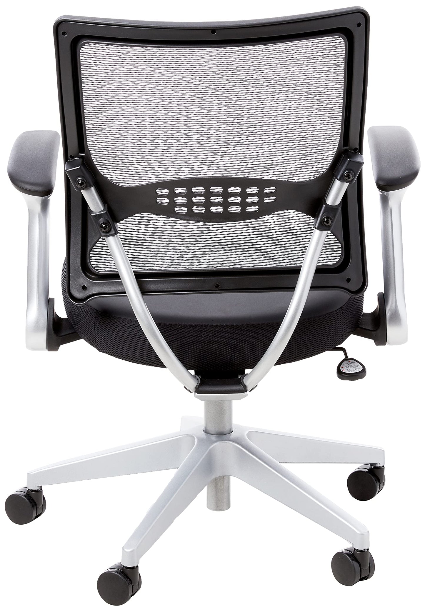 Space Seating 67 Series Light Air Grid Back Office Desk Chair with Padded Seat, 2-to-1 Synchro Tilt Control, Flip Arms, Pneumatic Seat Height Adjustment and Platinum Finish Base, Bonded Leather