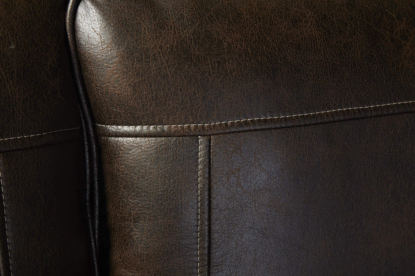 Leinster Faux Leather Sofa with Antique Bronze Nailheads in Espresso