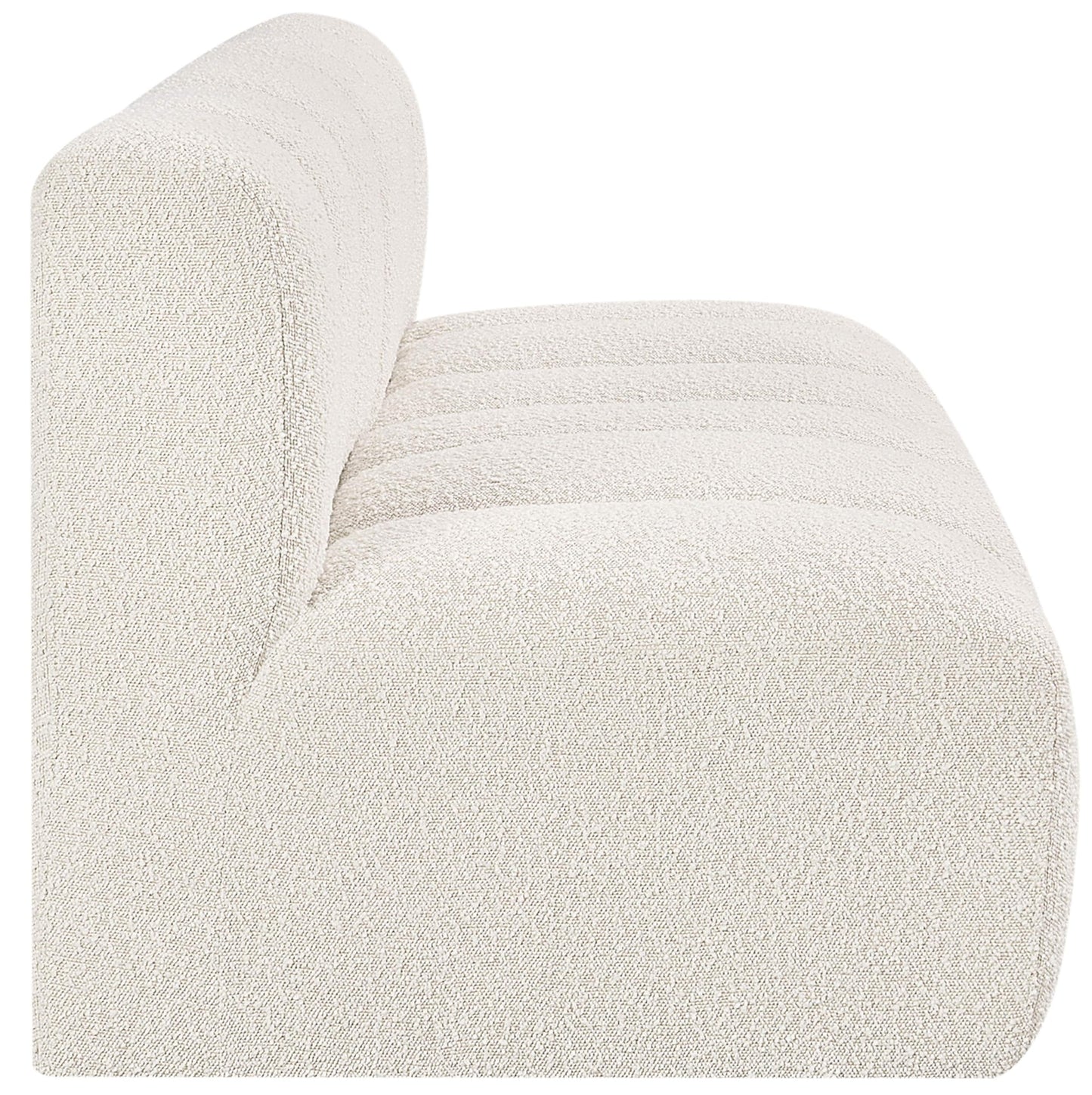 Meridian Furniture 102Cream-S2A Arc Collection Modern | Contemporary Modular Sofa with Rich Cream Boucle Fabric, Deep Channel Tufting, Modular Design, 60" W x 31" D x 30" H, Cream