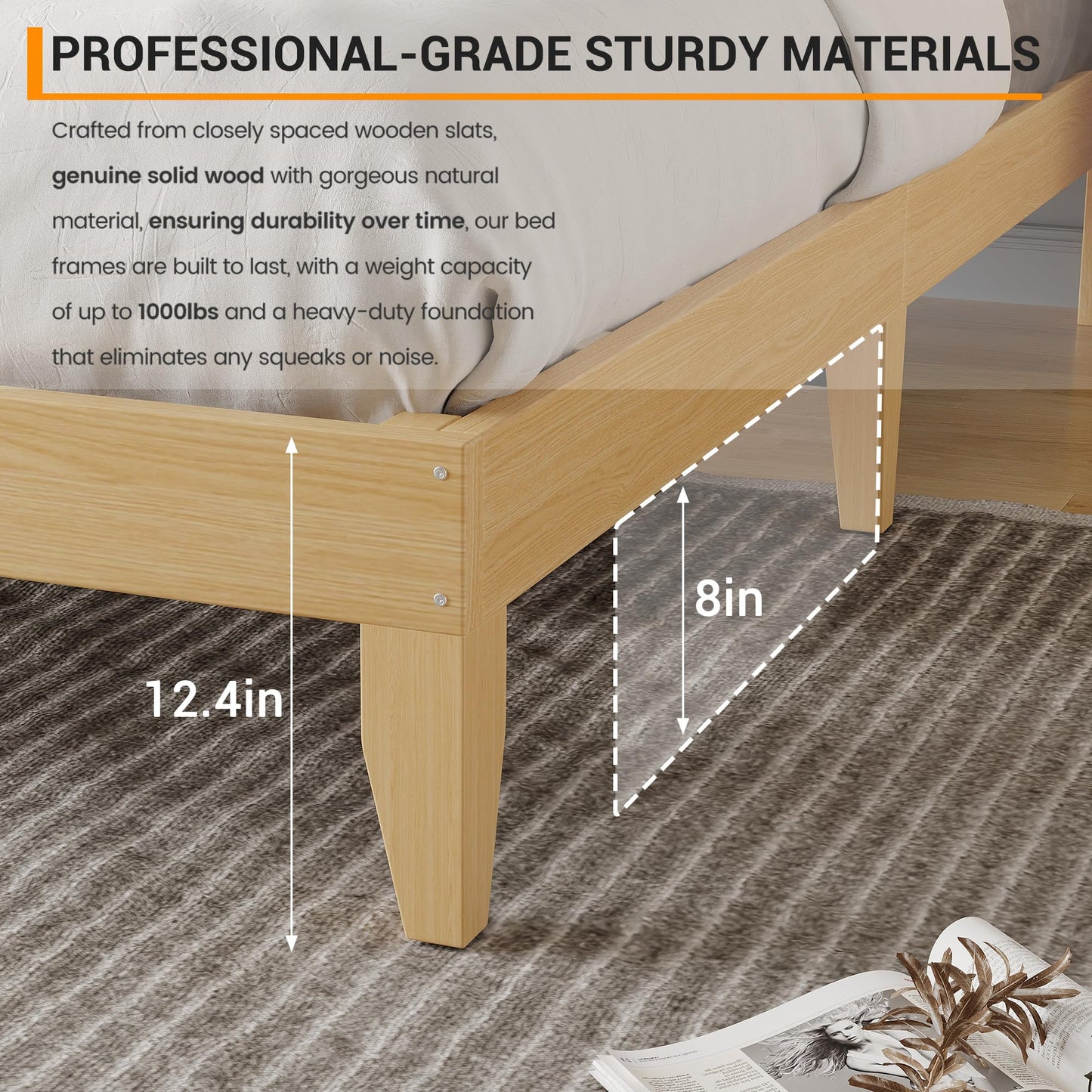 GarveeLife Rattan Bed Frame with Headboard, Wooden Platform Bed Frame Queen Size with Smart RGB LED Storage Headboard, Boho Wood Bed Frame No Box Spring Needed, Under Bed Storage, Easy Assembly