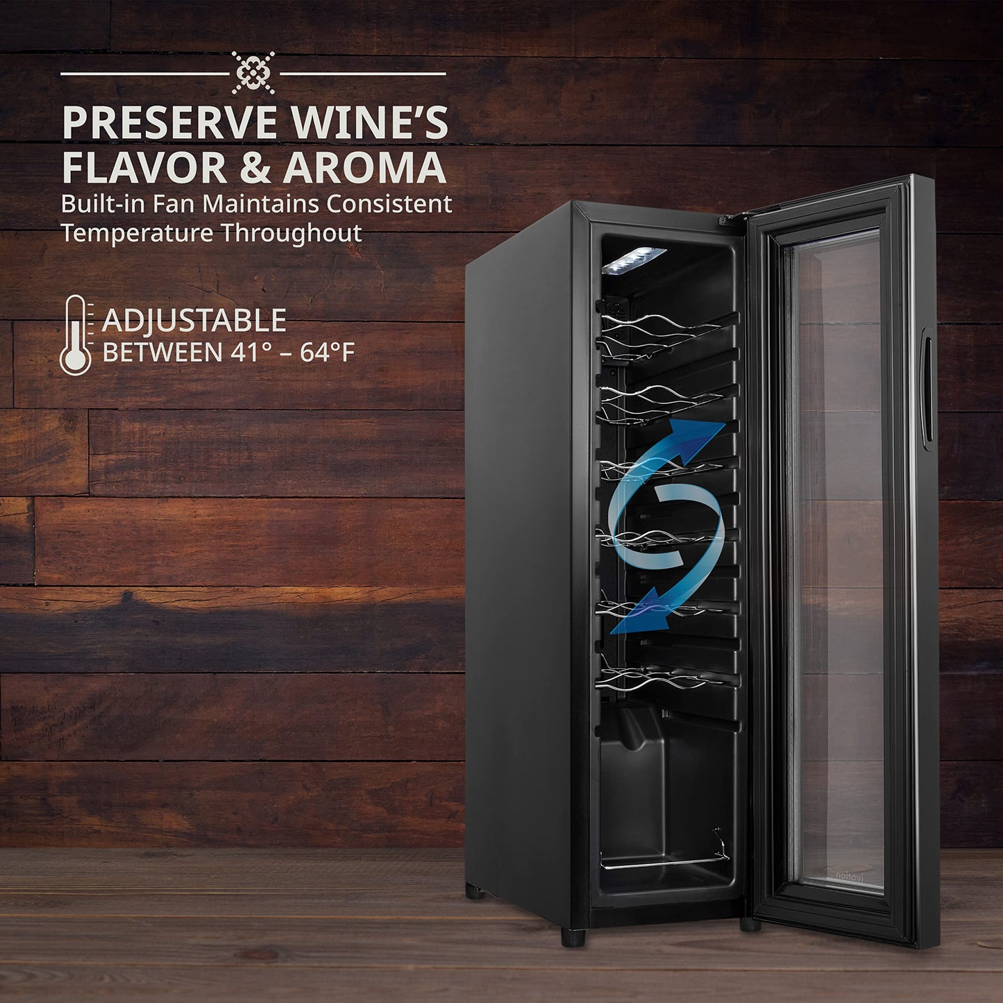 Ivation 14 Bottle Compressor Wine Cooler Refrigerator w/Lock | Large Freestanding Wine Cellar For Red, White, Champagne or Sparkling Wine | 41f-64f Digital Temperature Control Fridge Glass Door Black