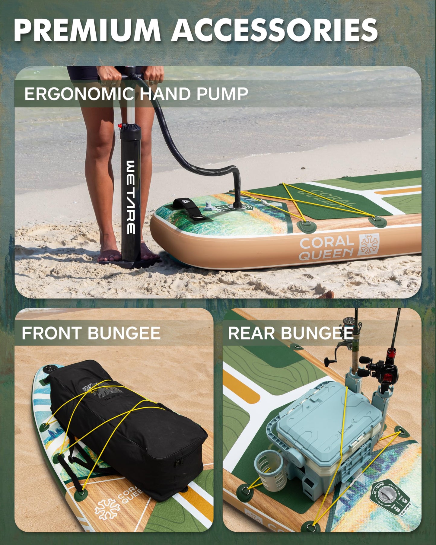 WETARE 11'6"x35" Inflatable Paddle Board, 450lbs Extra Wide Stand Up Sup Board for Adults, Blow Up Paddleboard Kayak Non-Slip Stable Deck Boat for Yoga Fishing Surf
