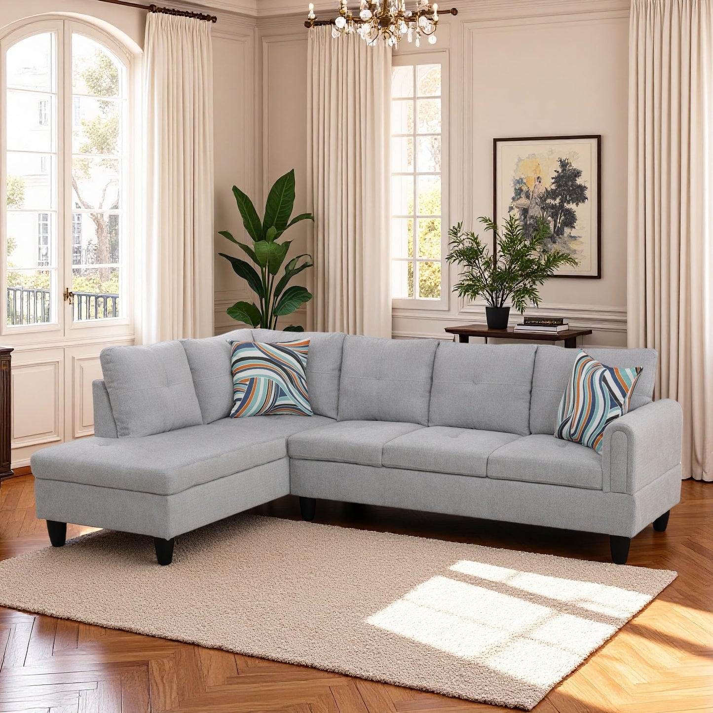 Trygoal L Shaped Couch Sectional Couches with Chaise, 3 Pieces Modular Convertible Sofa for Living Room Furniture Sets and Small Apartment, Grey