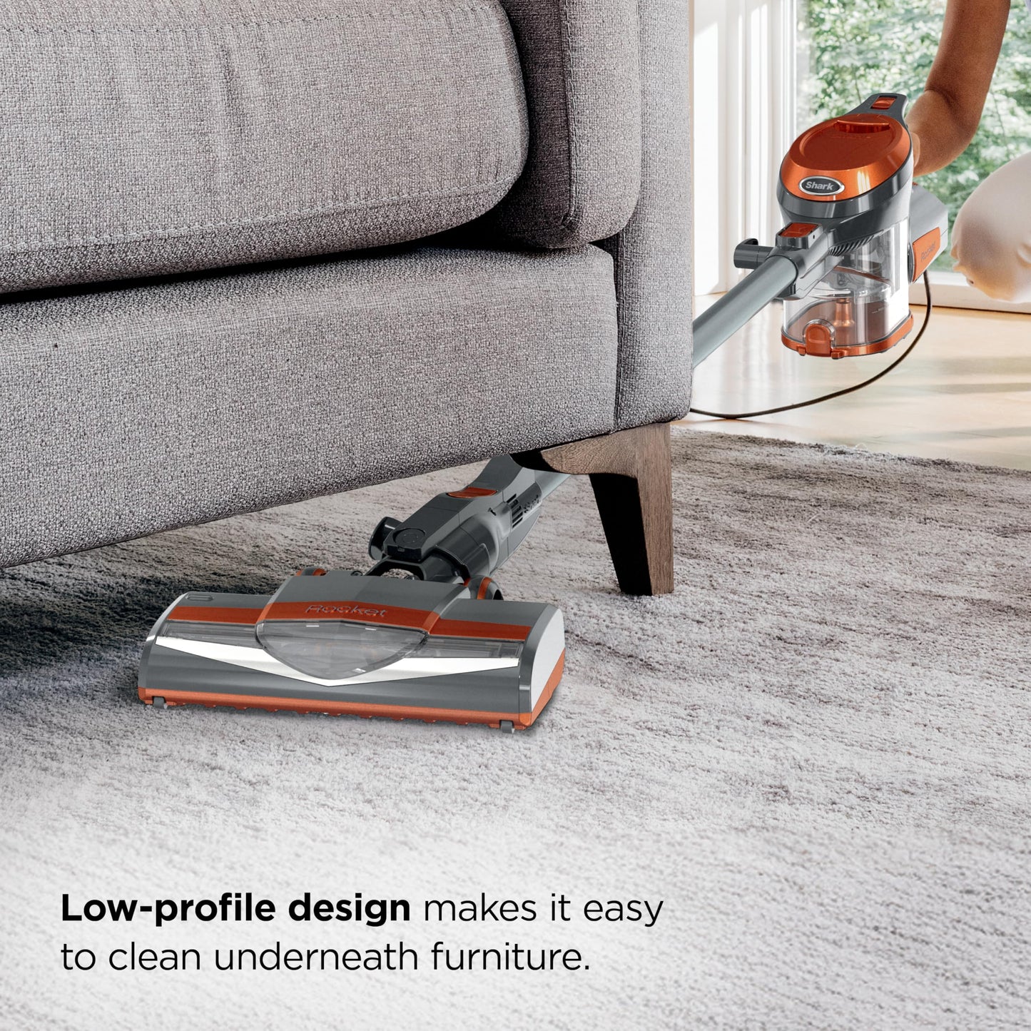 Shark Rocket Ultra-Light | Corded Stick Vacuum Cleaner for Carpet, Rugs & Hard Floors | Lightweight Hand Vacuum for Pet Hair & Upholstery | Swivel Steering | 2 Attachments | Gray/Orange | HV301