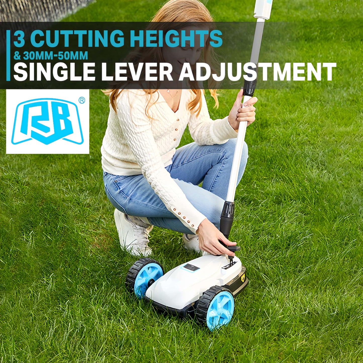 RB 40V 9" Mini Cordless Lawn Mower with Battery & Charger for Small Yards