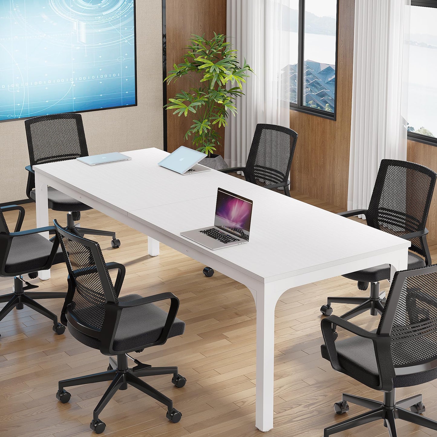 Tribesigns Conference Table, 78.7-Inch Rectangle Meeting Seminar Table, Large Business Office Conference Tables for 6-8 People (Only Table)